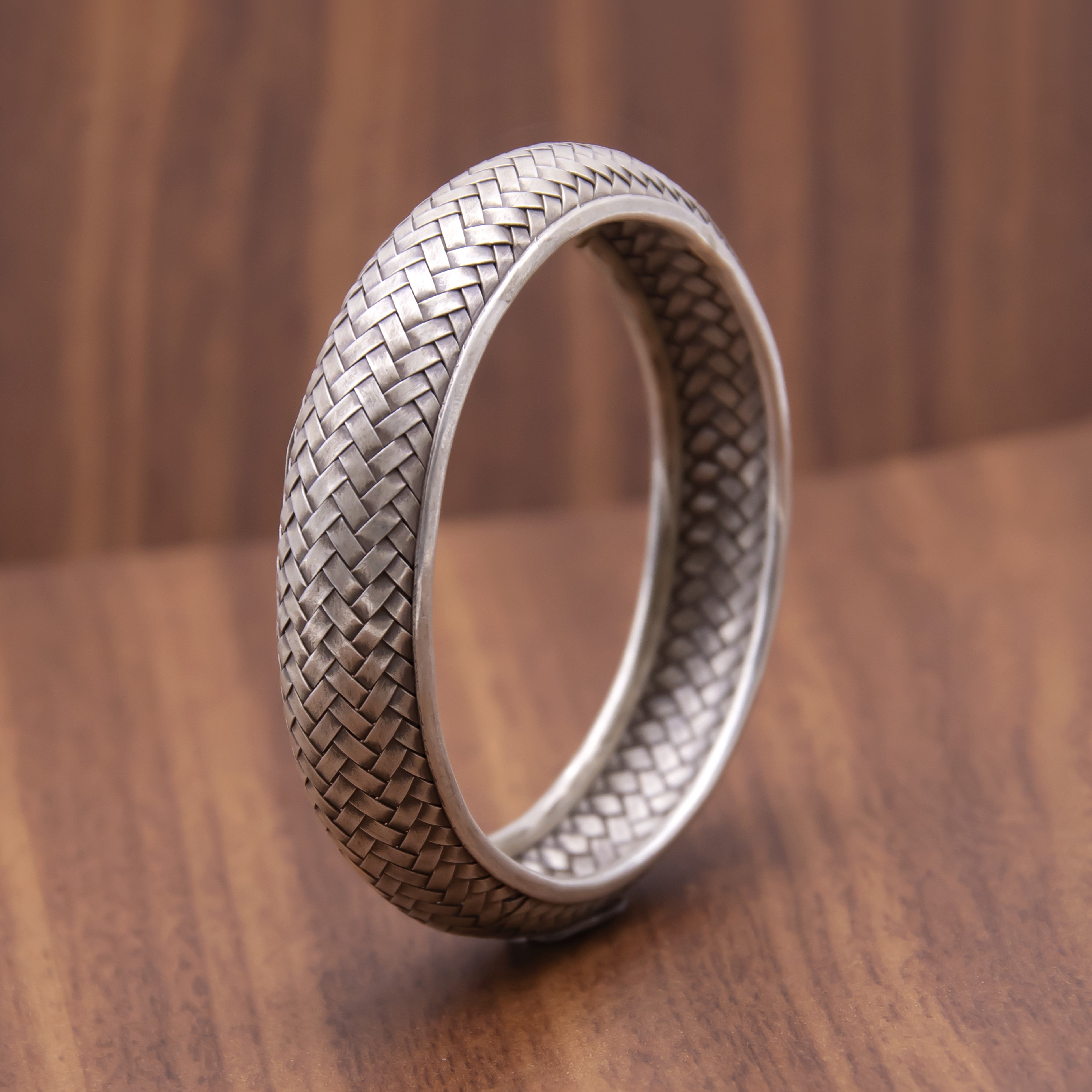 Braided Antique 925 Oxidised Silver Kadha