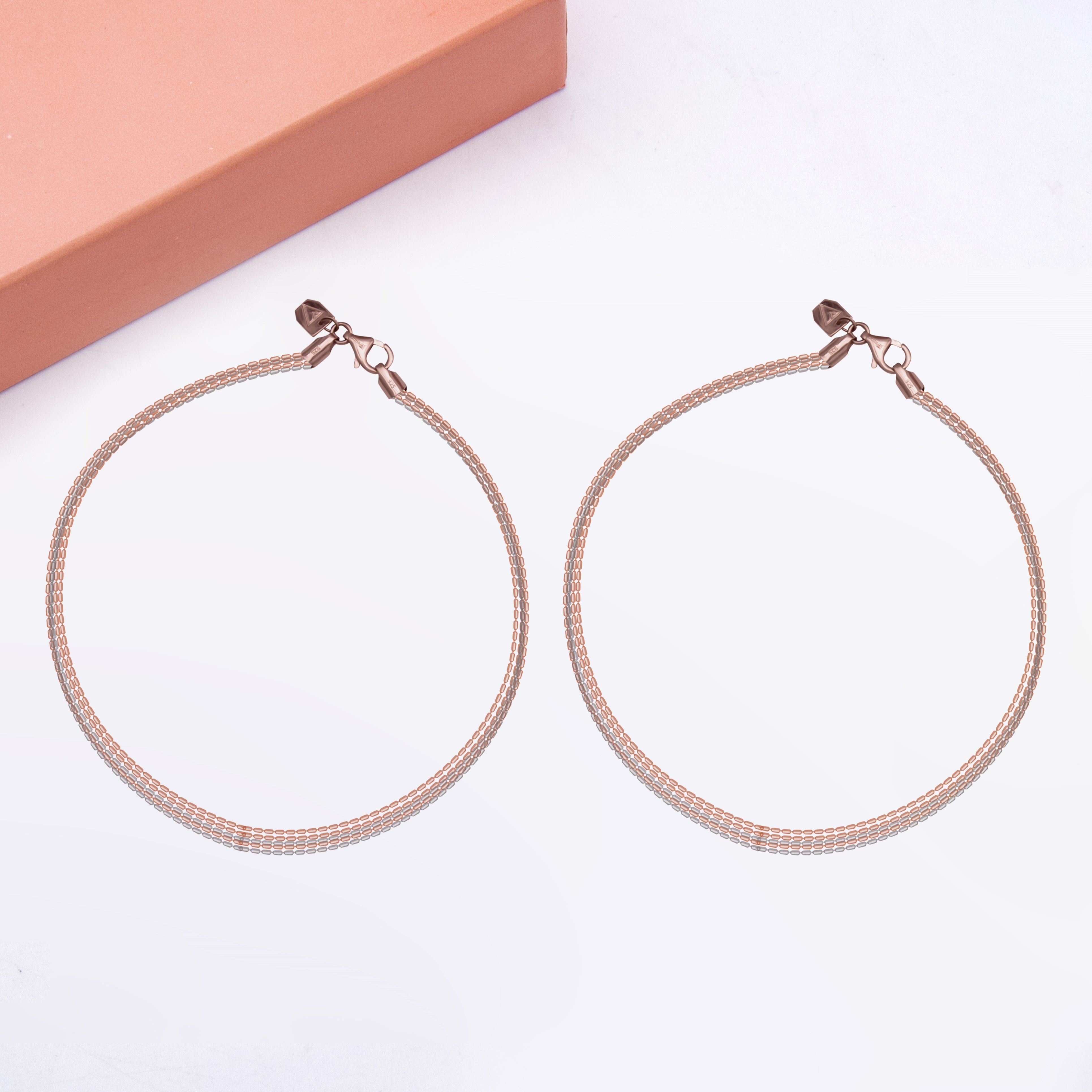 Multi-layered rose gold 925 silver anklet- Single piece