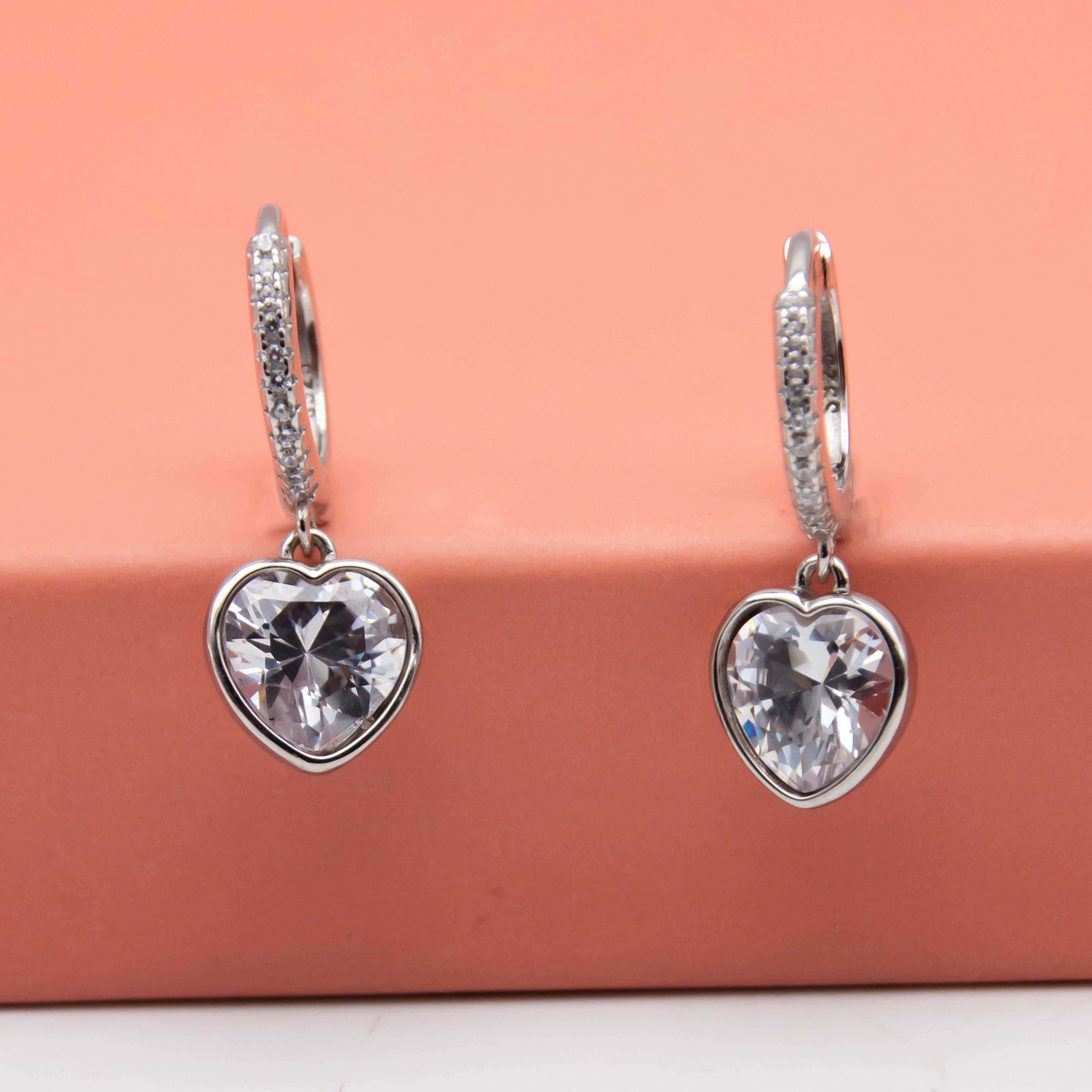 Heart stone 925 silver drop Earrings