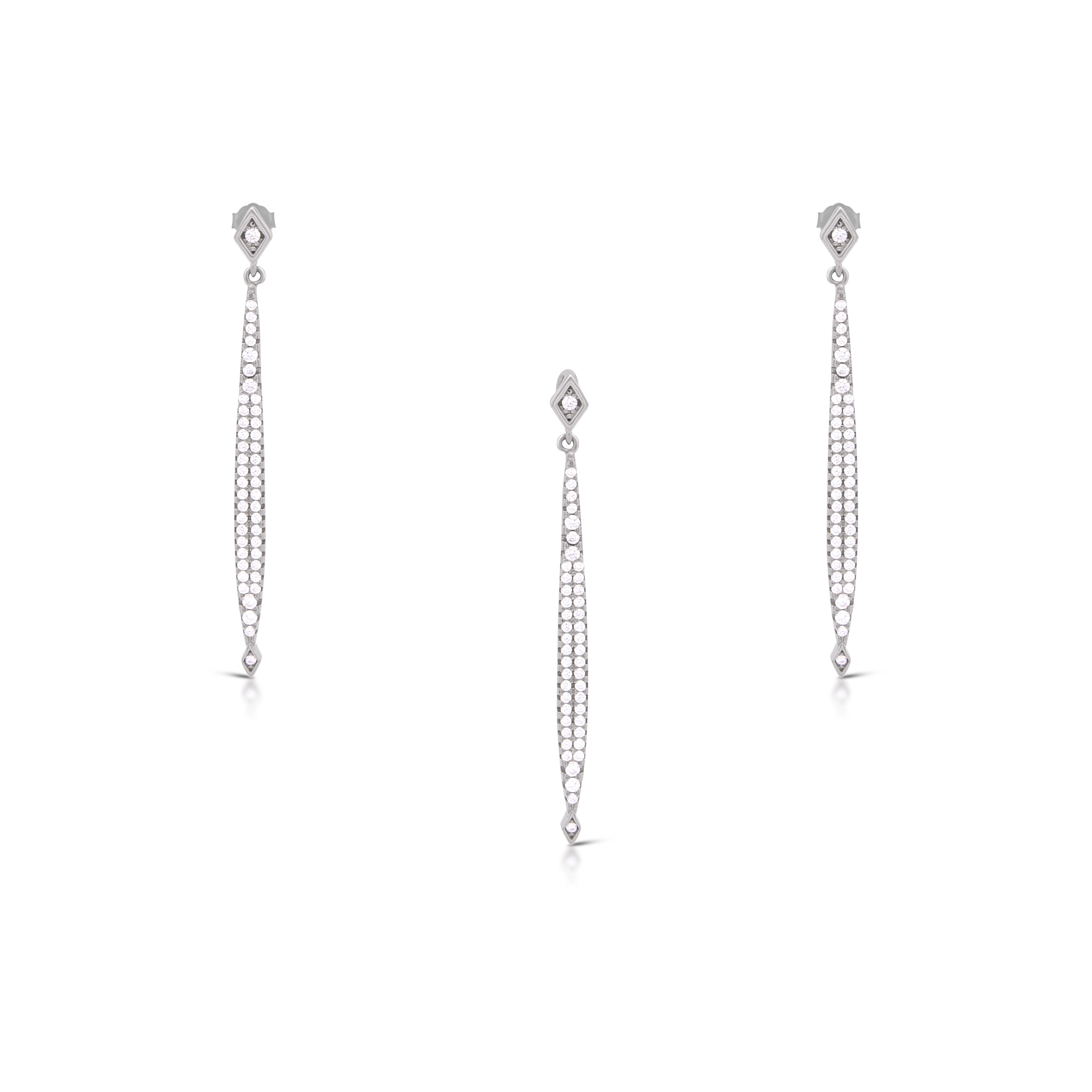 Party on my mind zircon lined Pendant with Earrings in 925 silver