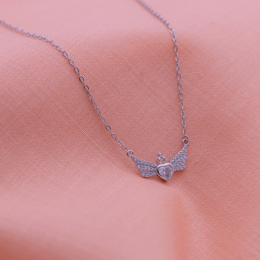 Eagle Ring Wing Zircon Stone 925 Silver Pendant With silver linked Chain