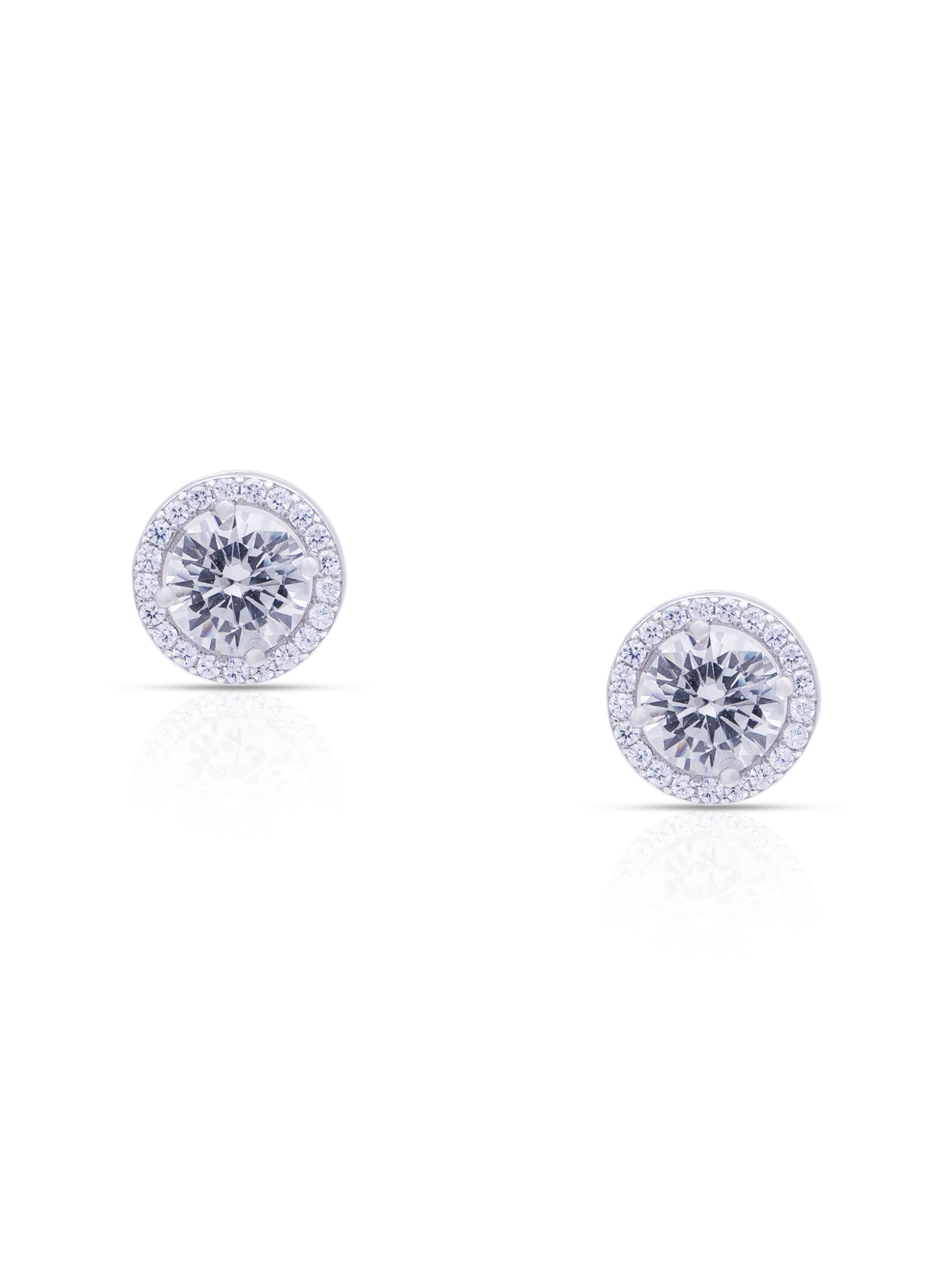 2 in 1 White Zircon Flower Pure Silver Studs