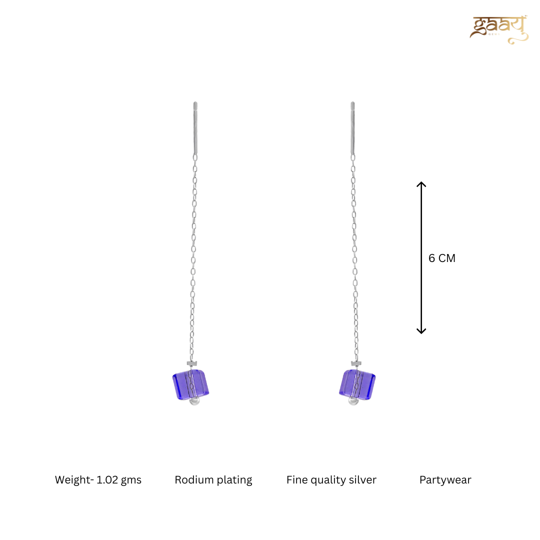 Lavender stone chain Earrings in 925 silver