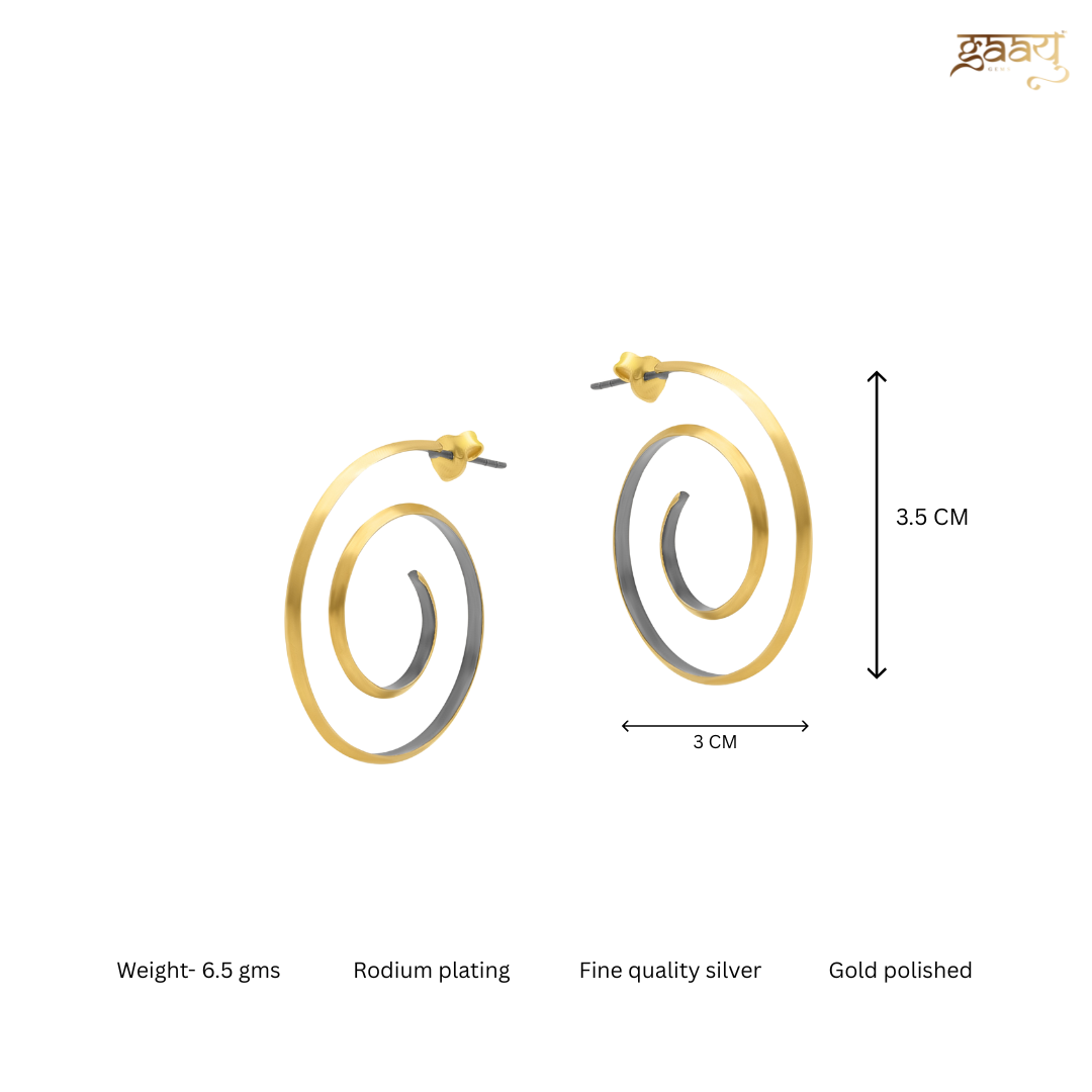 Spiral gold wired 925 silver Earrings