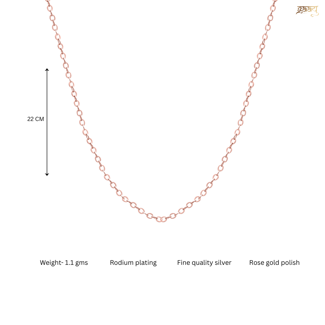 Classic plain rose gold 925 silver minimal chain