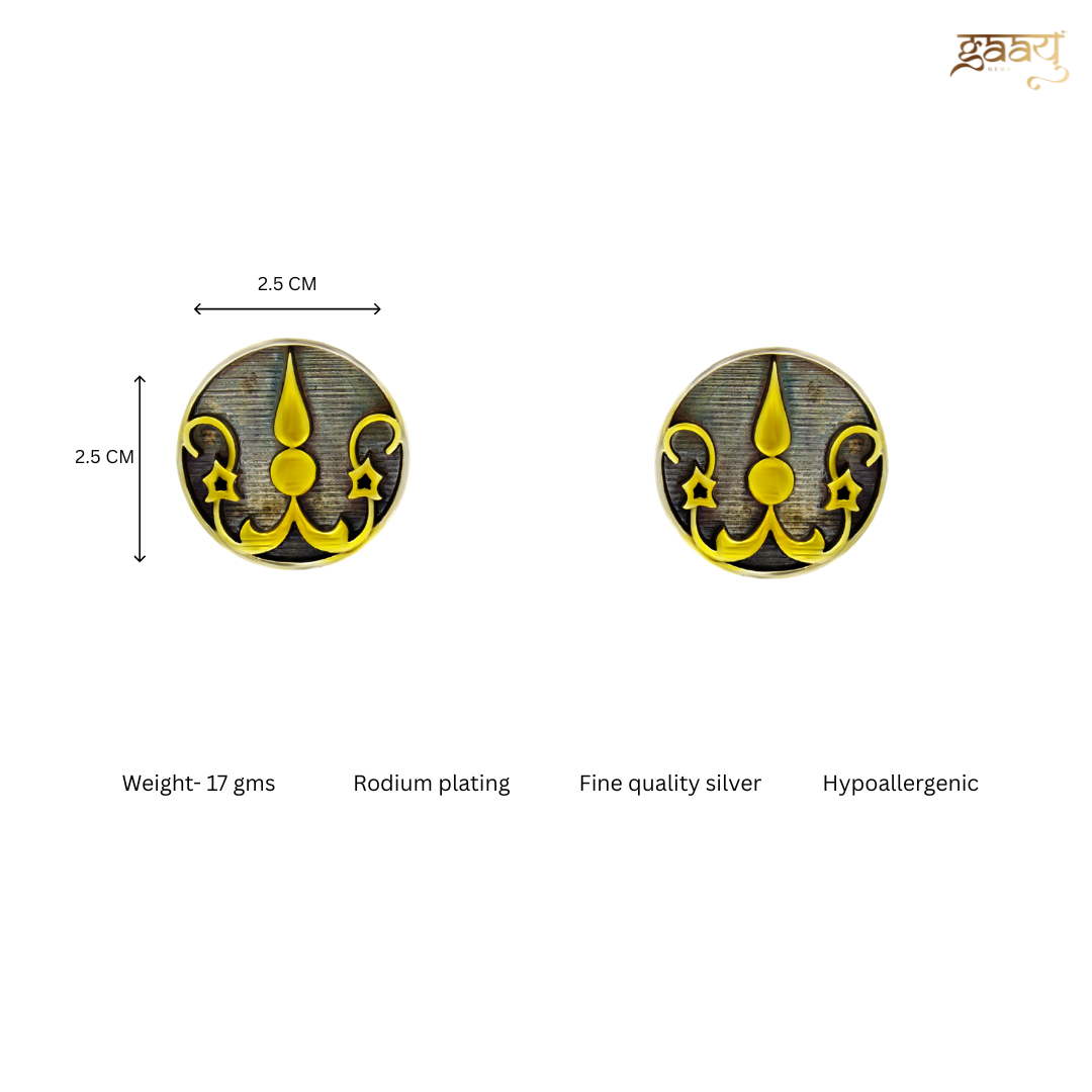 Ancient Pattern in Circle 925 Silver Studs