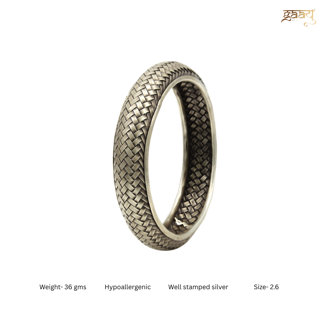 Braided Antique 925 Oxidised Silver Kadha