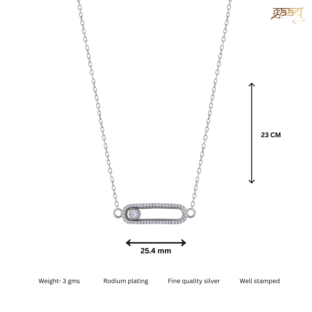 Zircon Stone in Cube 925 Silver Pendant With silver linked Chain