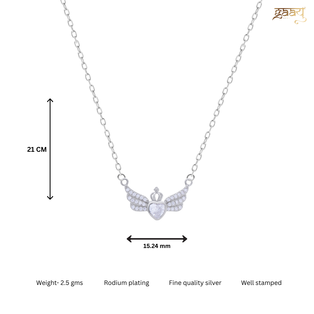 Eagle Ring Wing Zircon Stone 925 Silver Pendant With silver linked Chain