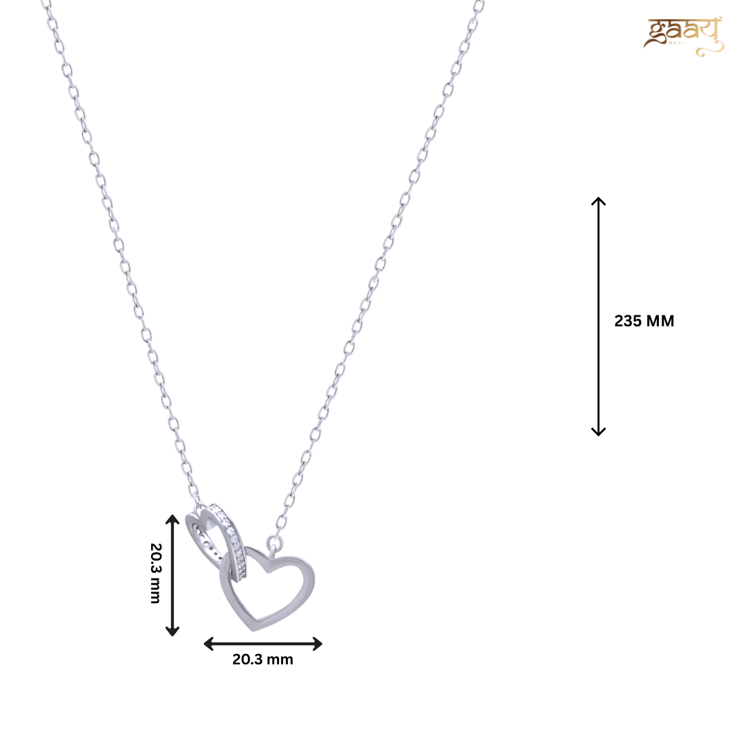 Interconnecting Hearts 925 Silver Pendant With Silver linked Chain