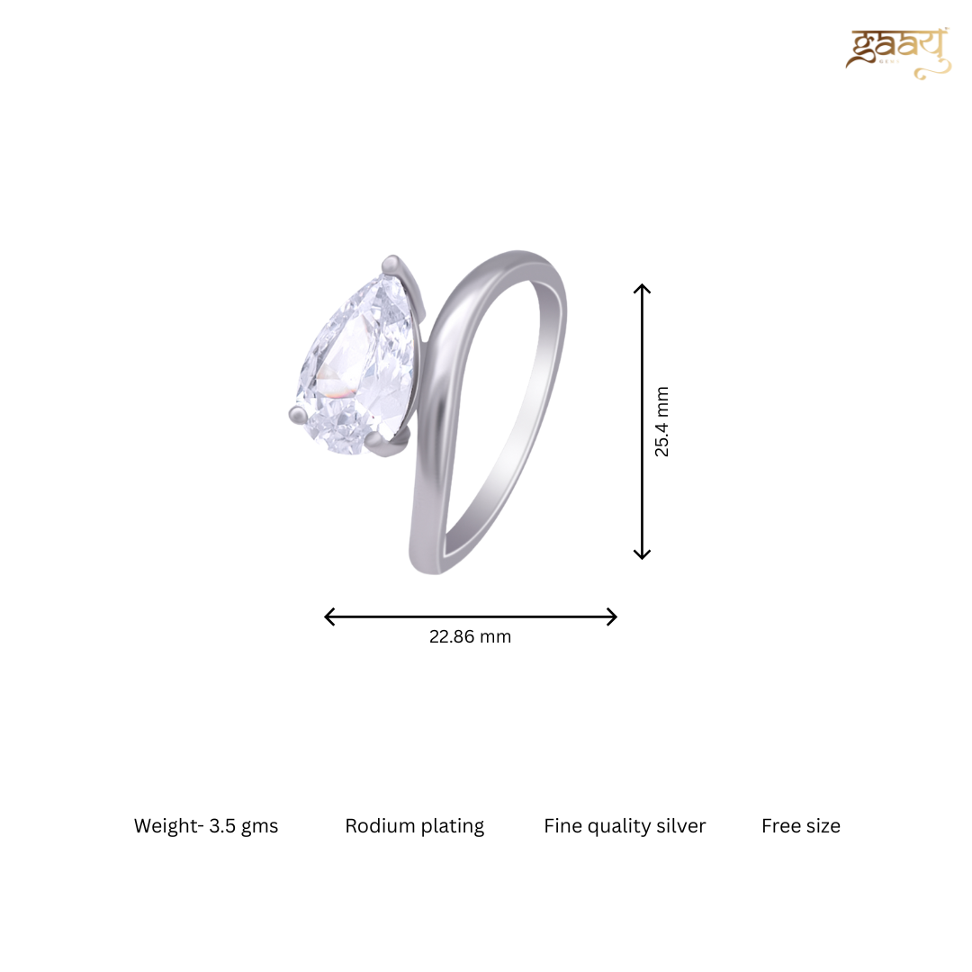 Big Zircon Stone on Side 925 Silver Minimal Ring