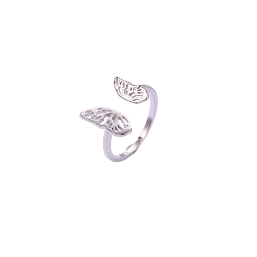 Butterfly Patterned Pure Silver Minimal Ring