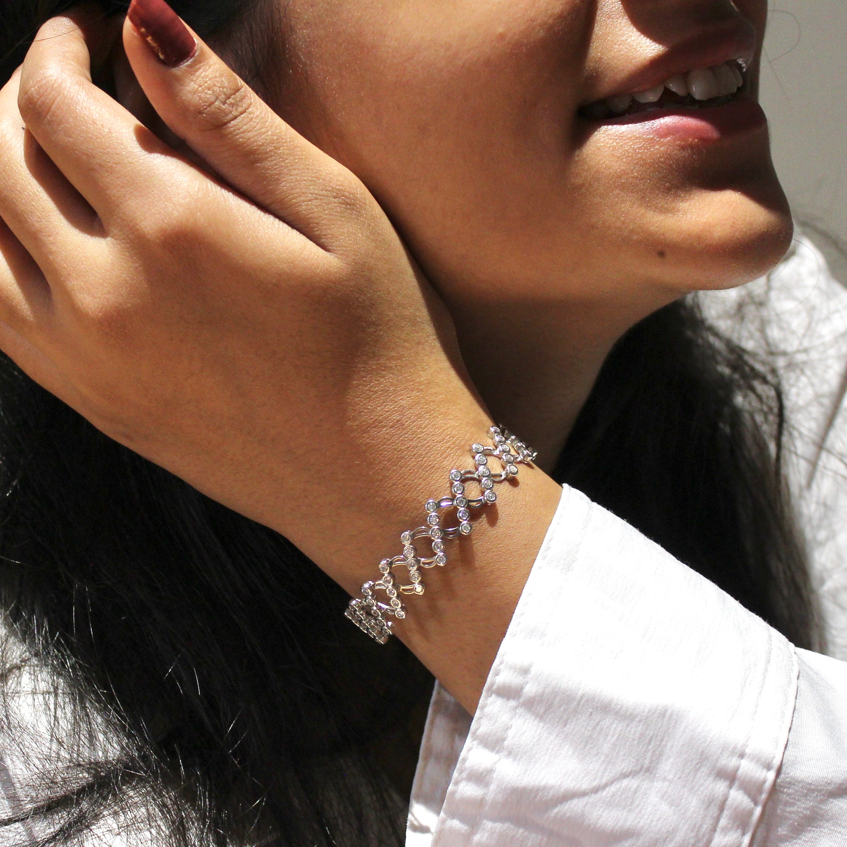 92.5 Sterling Silver Ring cum Bracelet silver with Stone