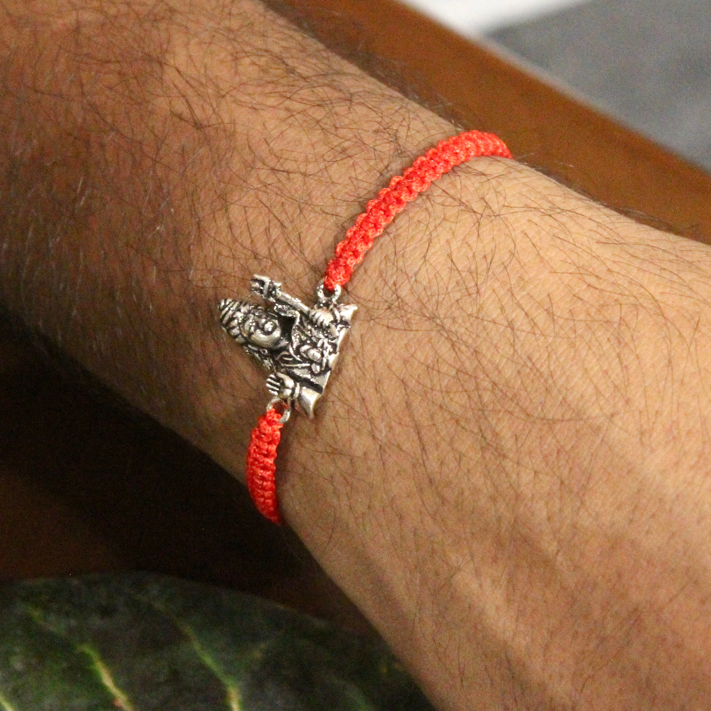 Mahadev Red Thread Rakhi in 925 silver