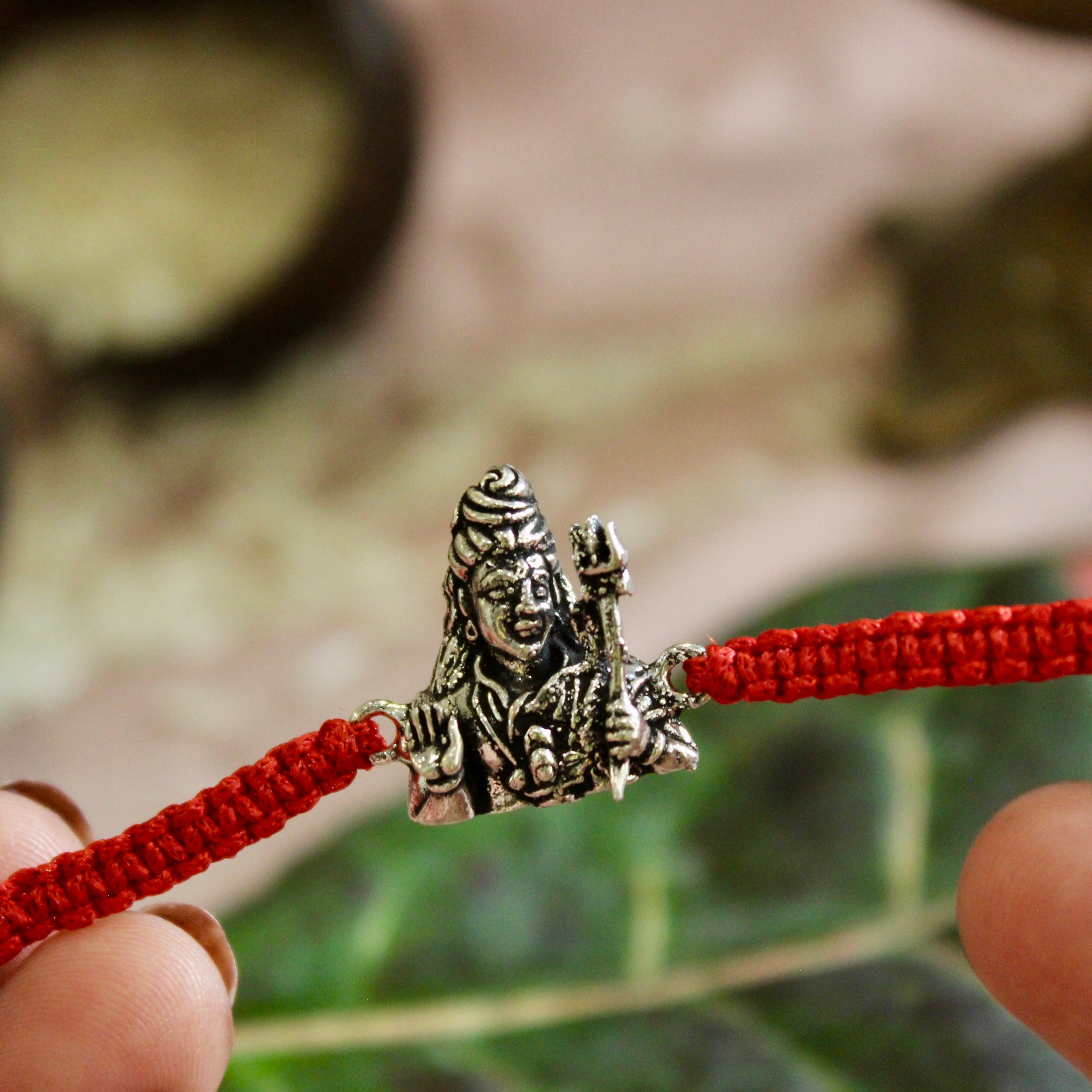 Mahadev Red Thread Rakhi in 925 silver