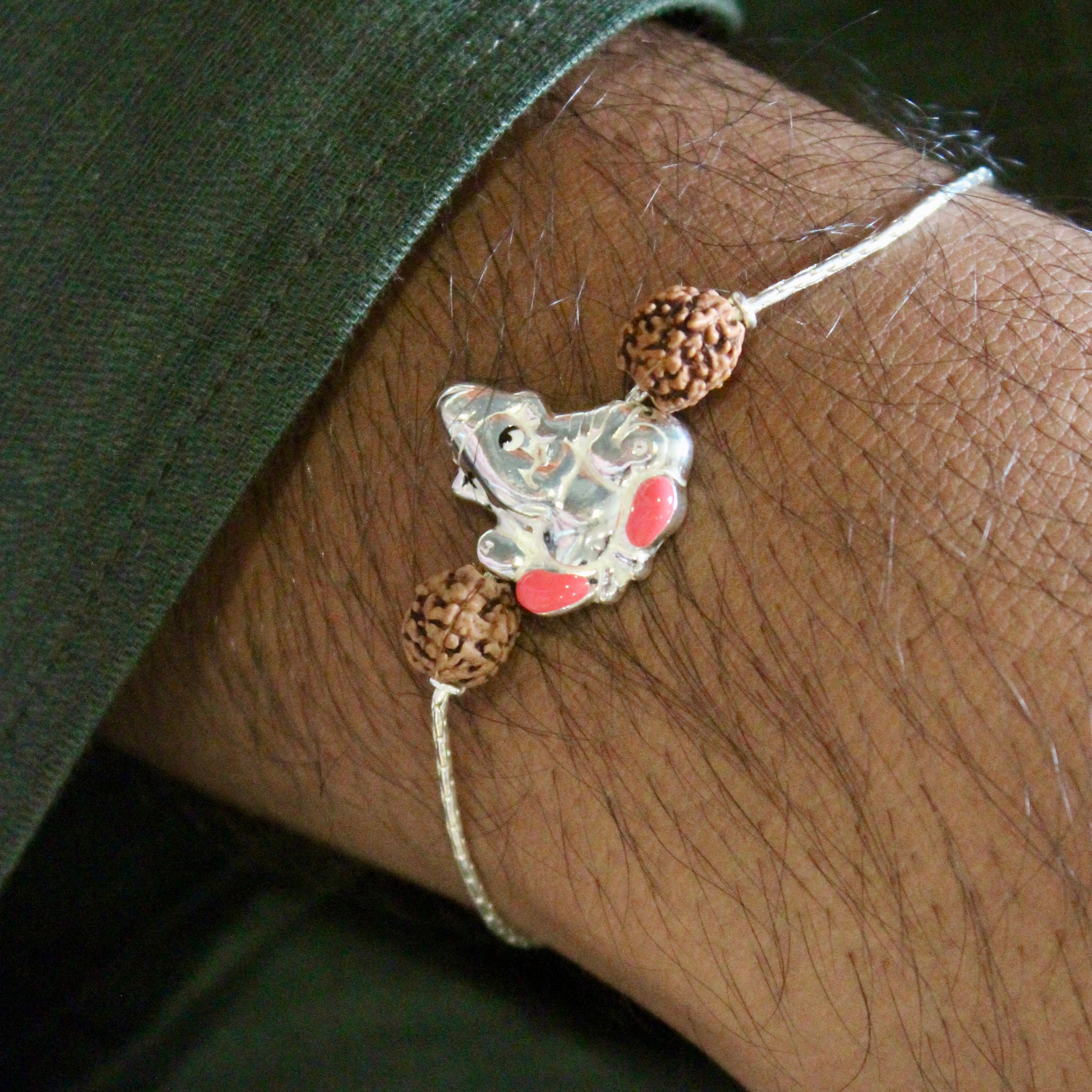Lord Ganesh Rudraksh Chain Rakhi in 925 silver