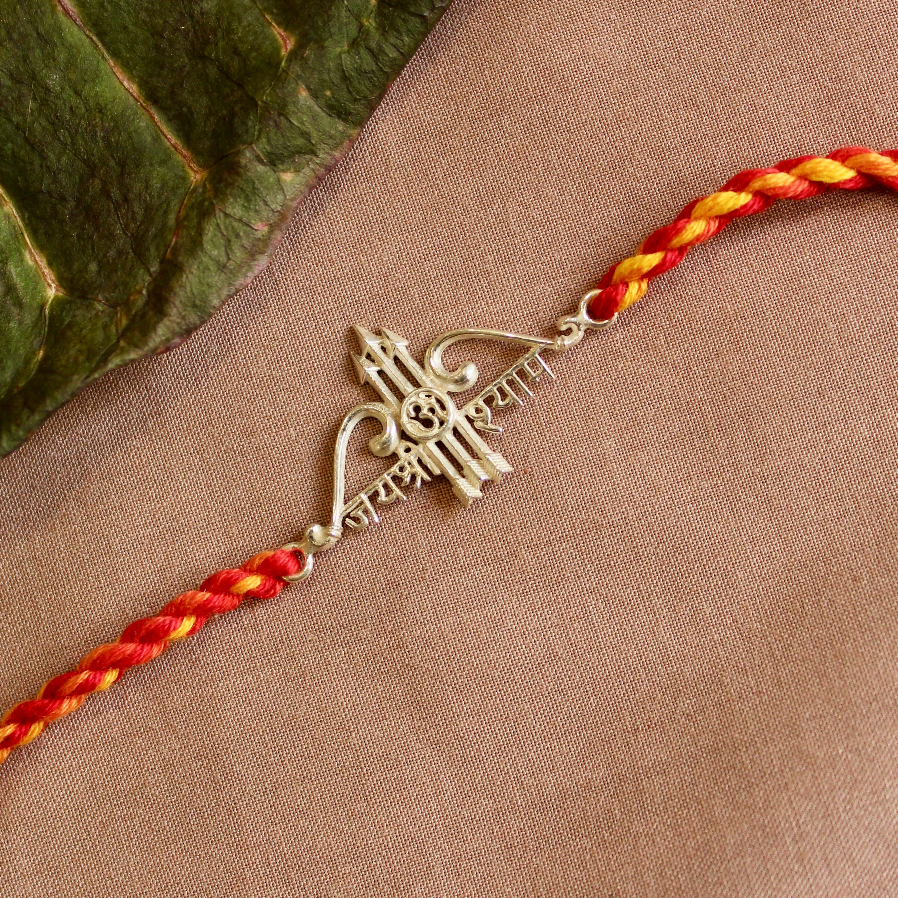 'Jai Shree Ram' Red Thread Rakhi in 925 Silver