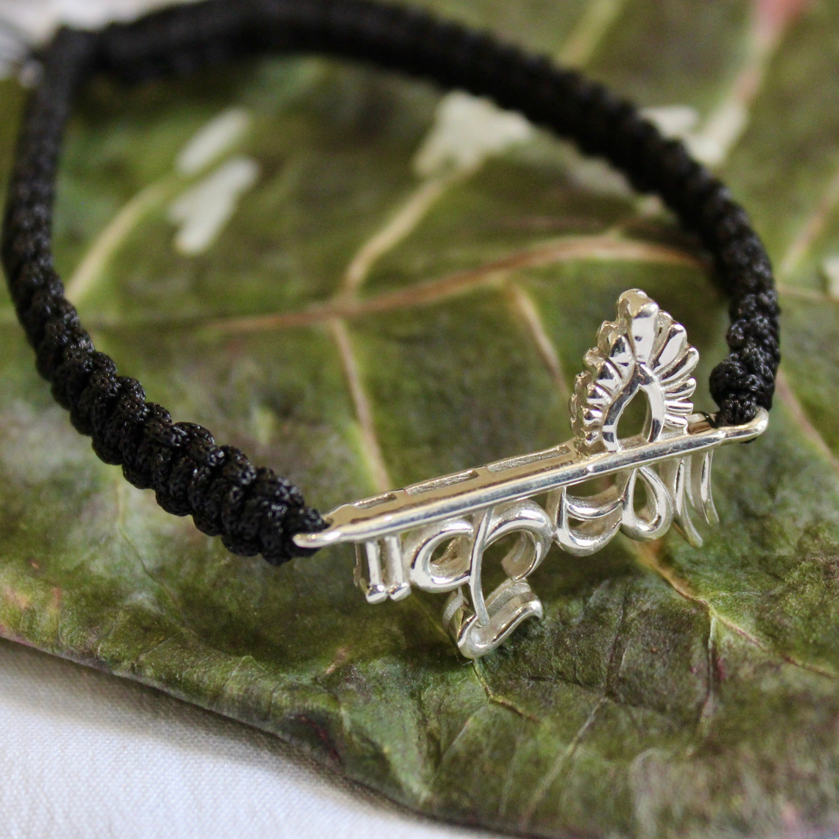 'Krishna' Black Thread Rakhi in 925 Silver