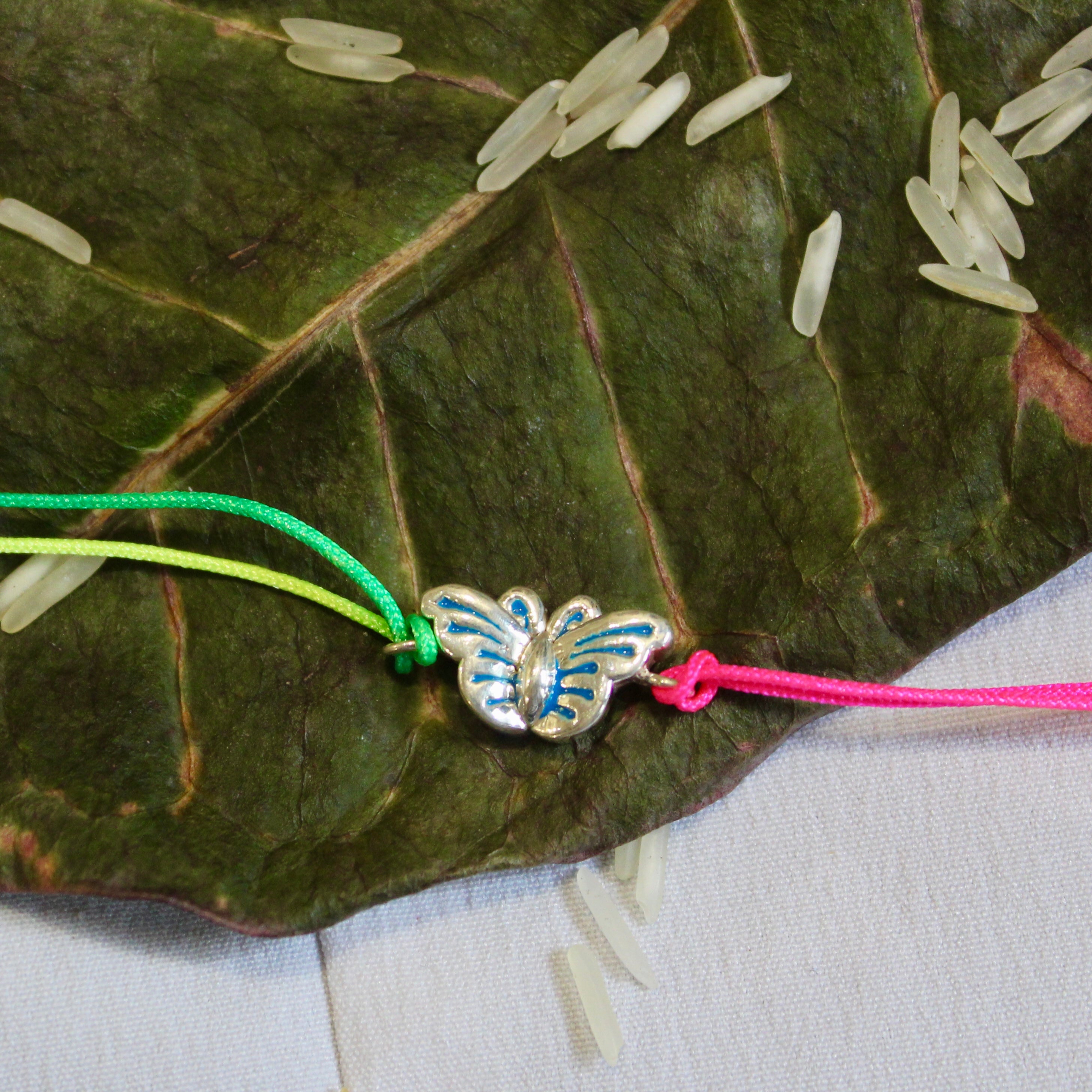 Butterfly multi-thread 925 Silver Kid's Rakhi