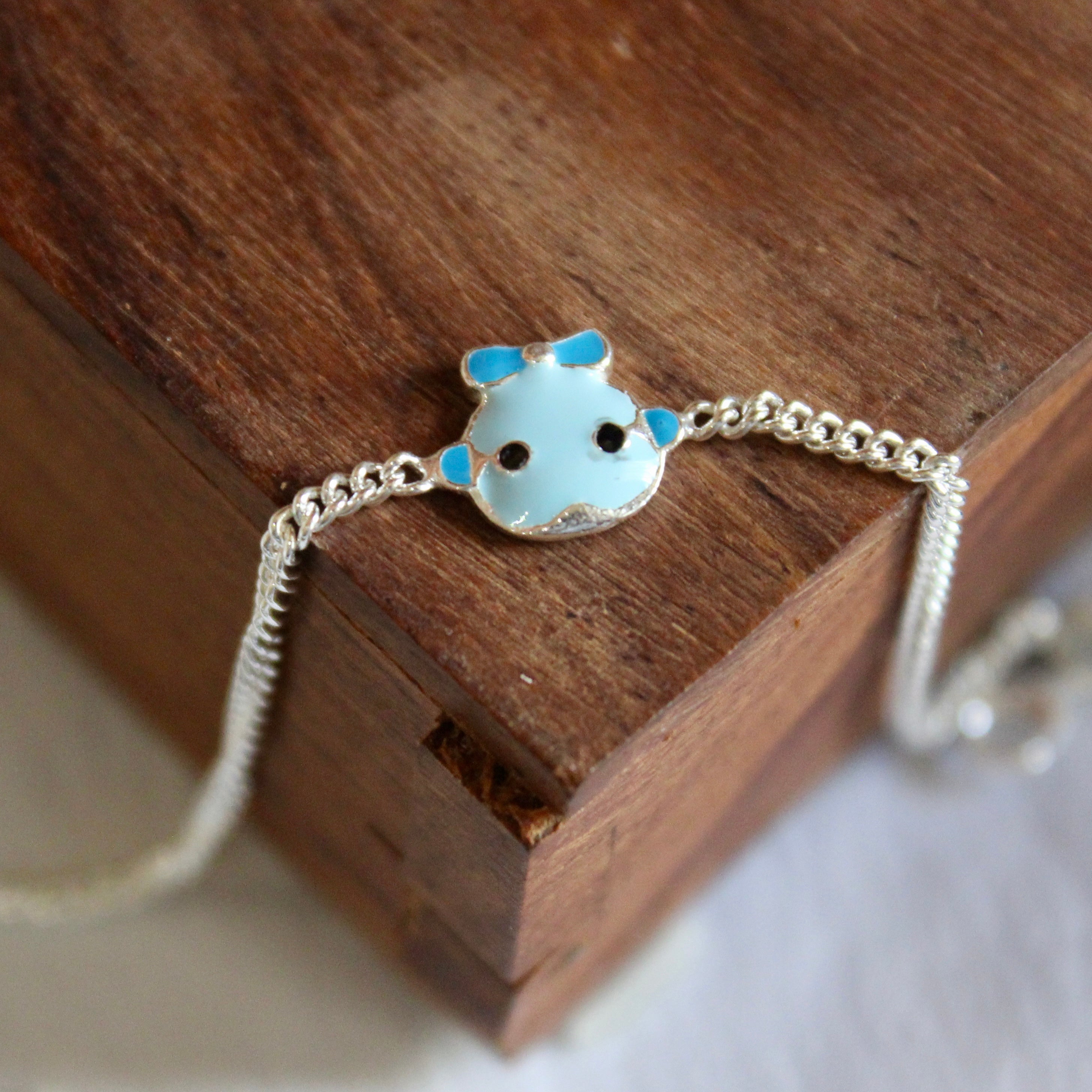 Fish 925 Pure Silver Chained kids Rakhi