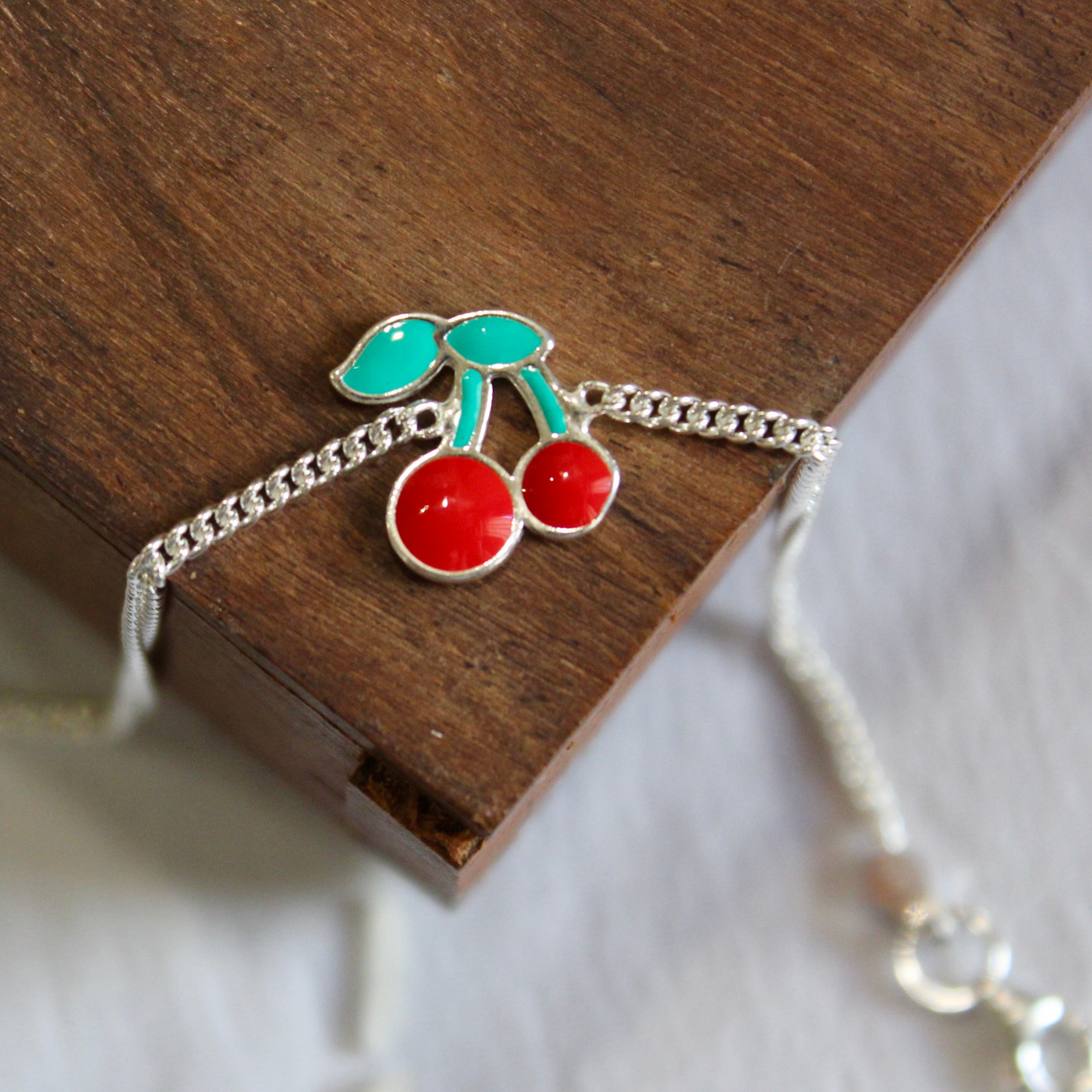 Cherry 925 Pure Silver Chained kids Rakhi