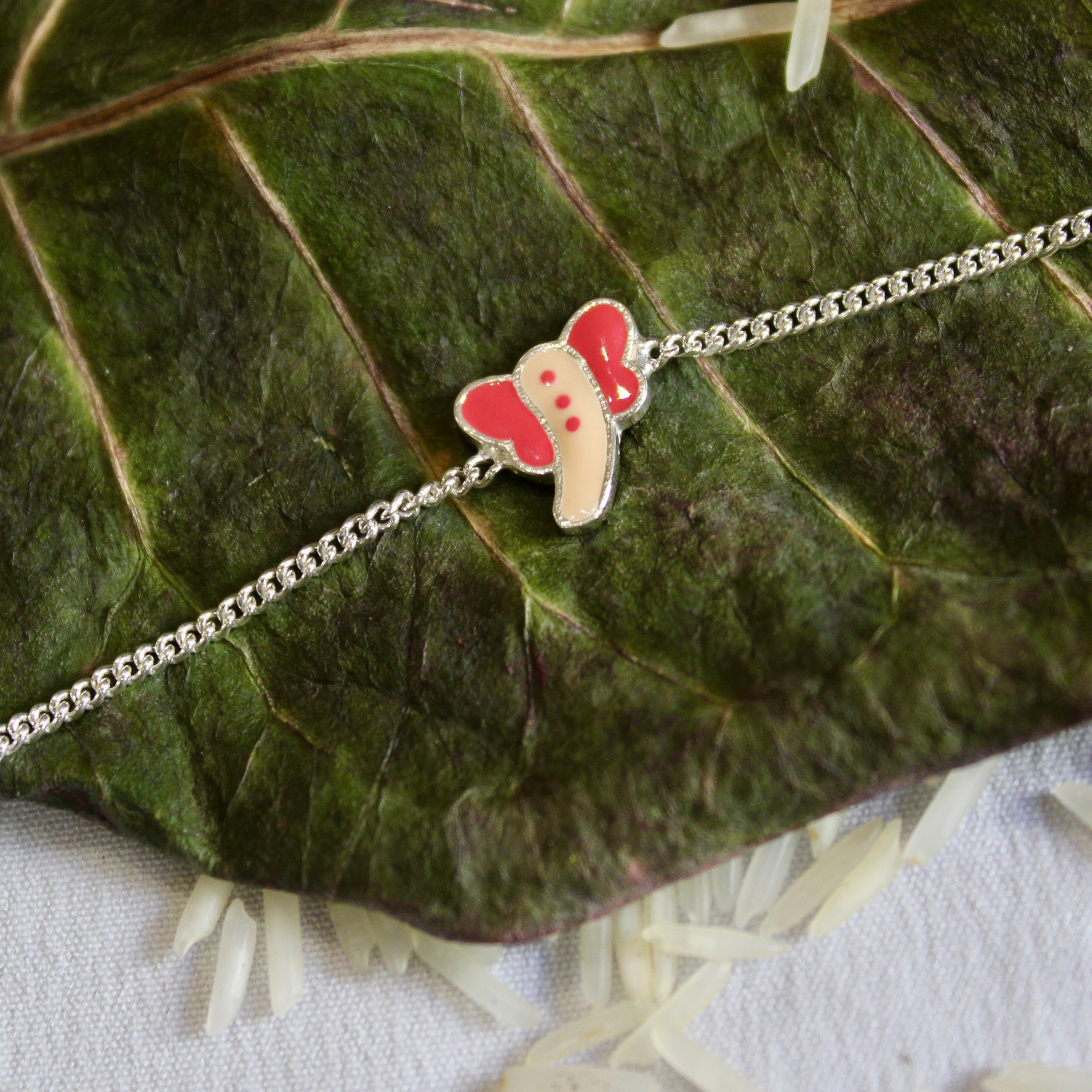 Elephant 925 Pure Silver Chained kids Rakhi