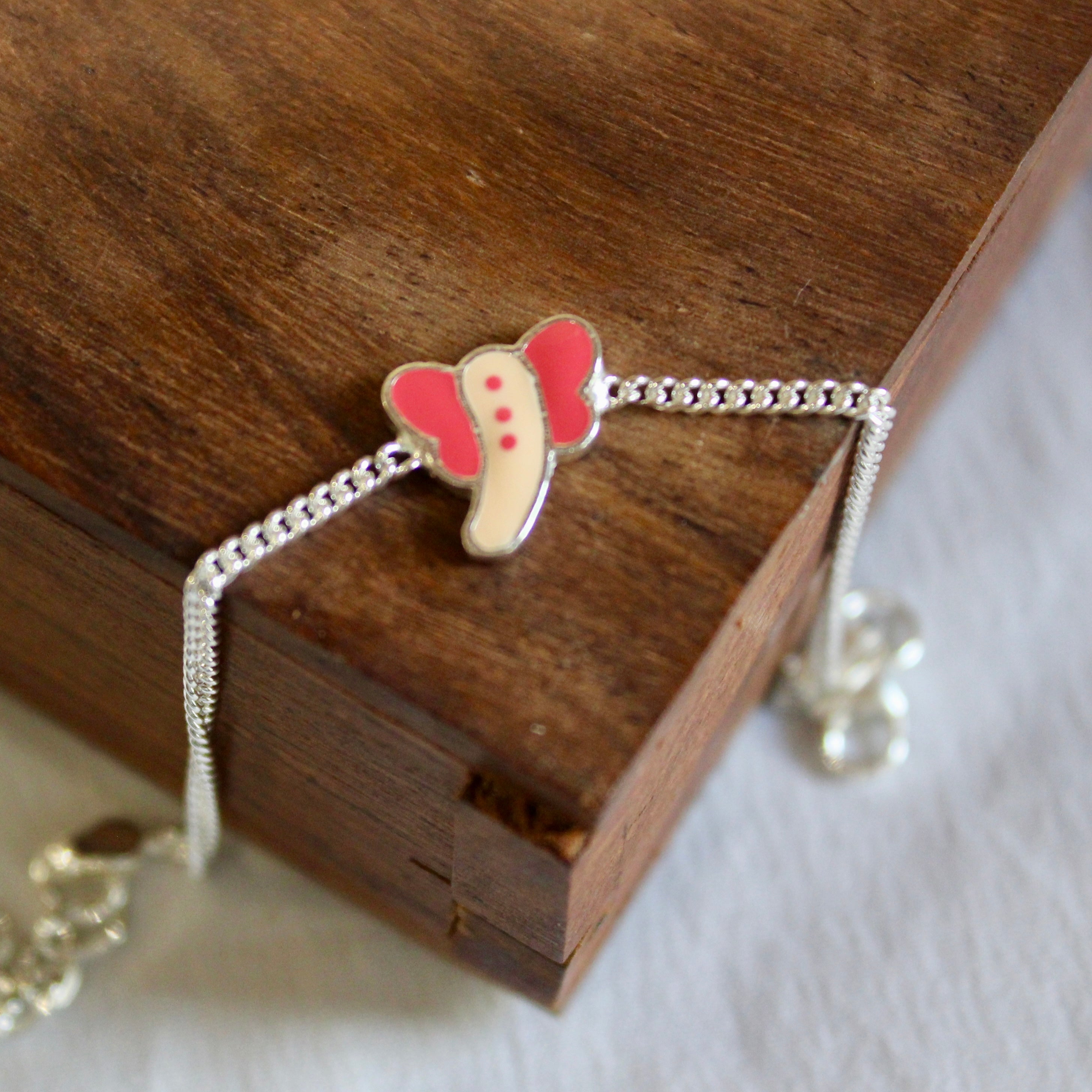 Elephant 925 Pure Silver Chained kids Rakhi