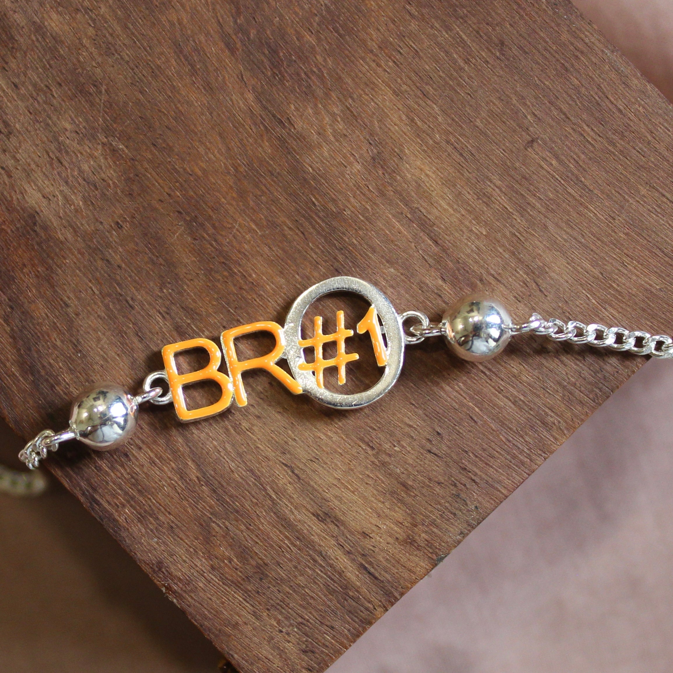 'BRO NO.1' Chained Rakhi in 925 Silver