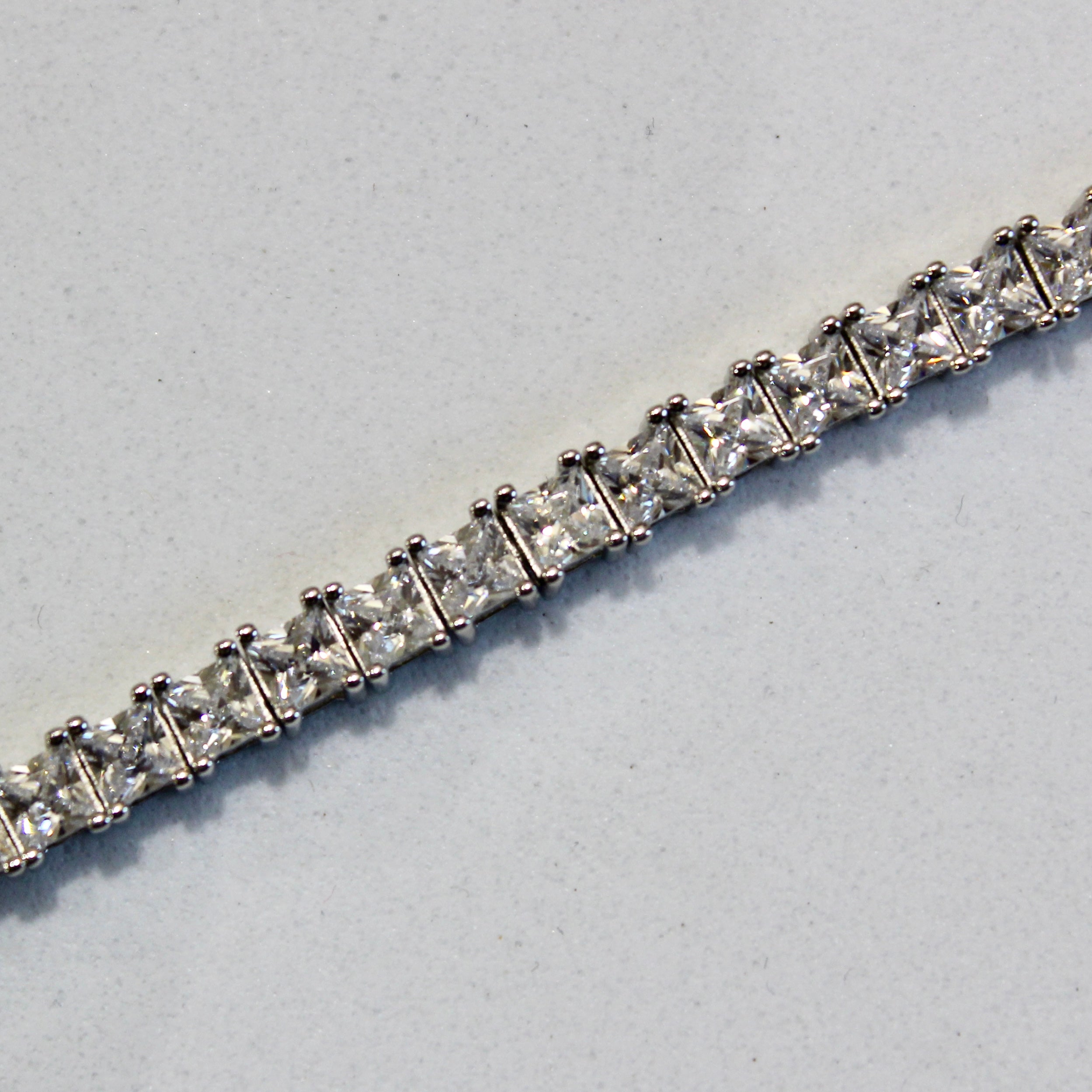 Tennis Stones Pure Silver Bracelet With Snake Opening in 925 Silver