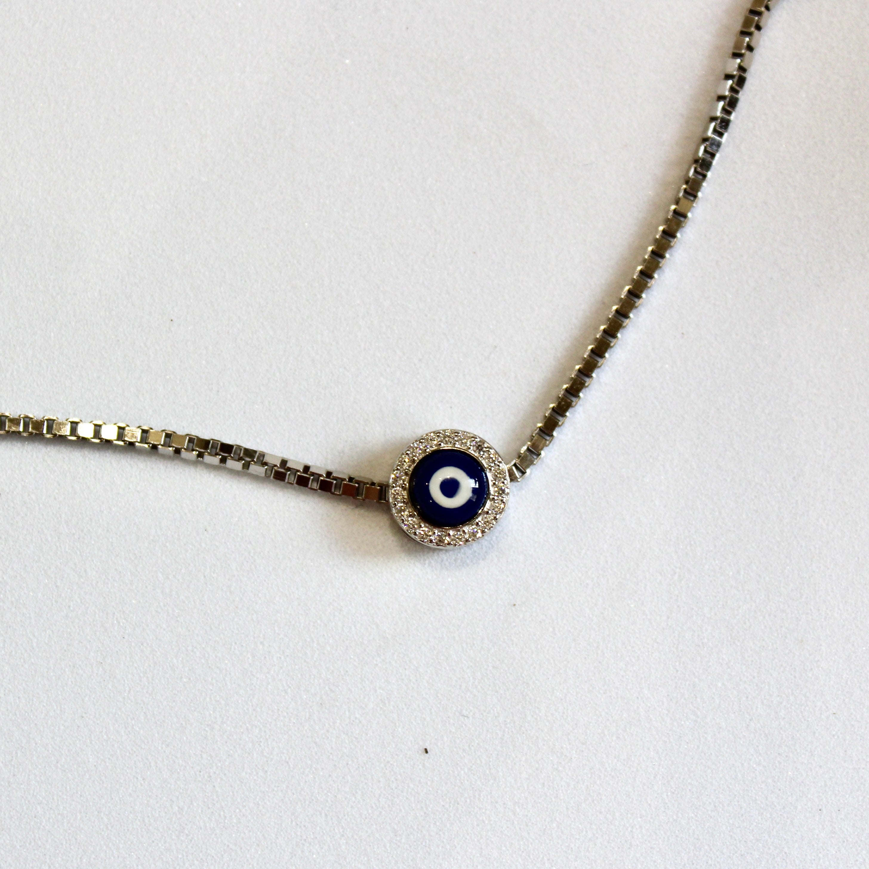Evil Eye 925 Pure Silver Chain Anklet- Single Piece