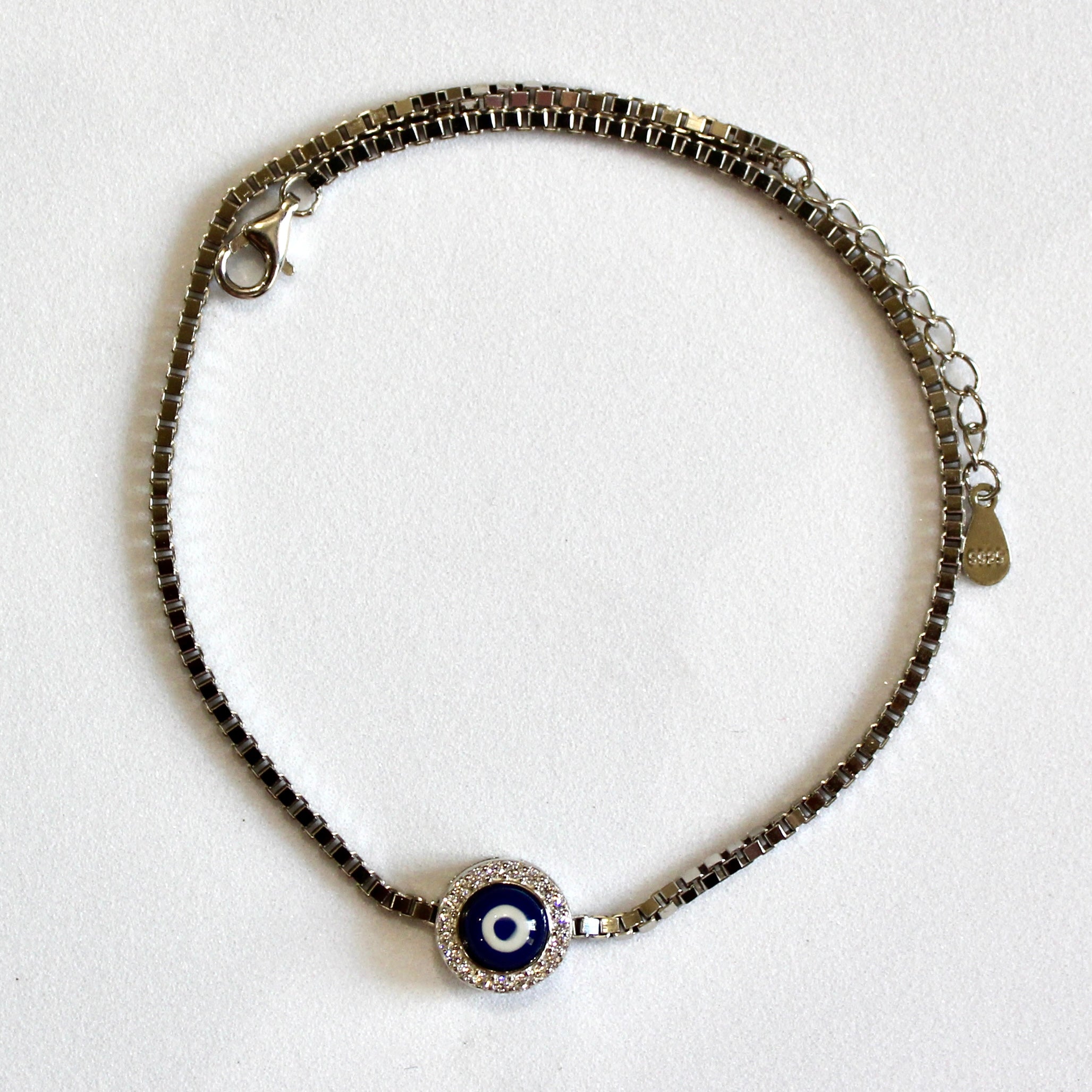 Evil Eye 925 Pure Silver Chain Anklet- Single Piece
