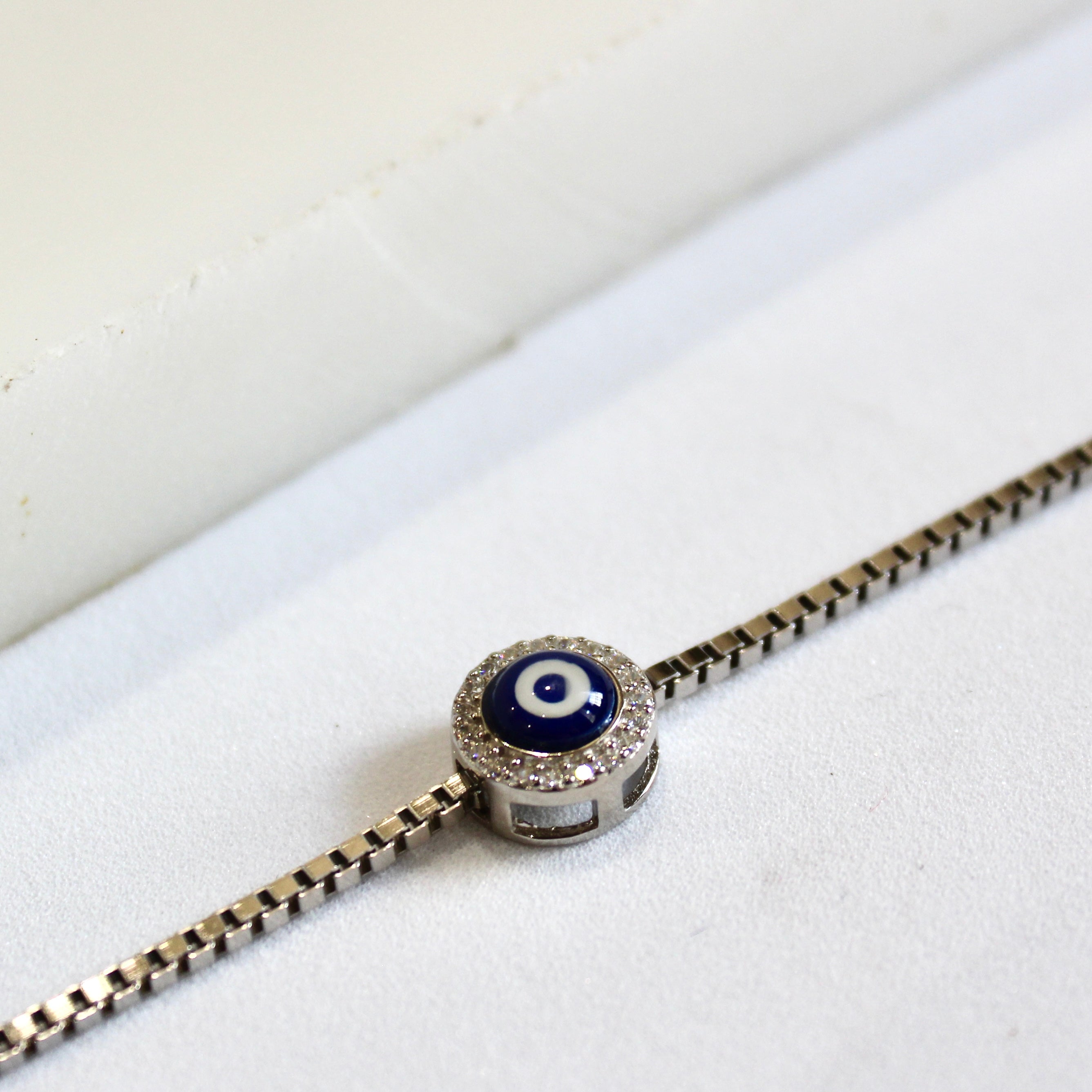 Evil Eye 925 Pure Silver Chain Anklet- Single Piece
