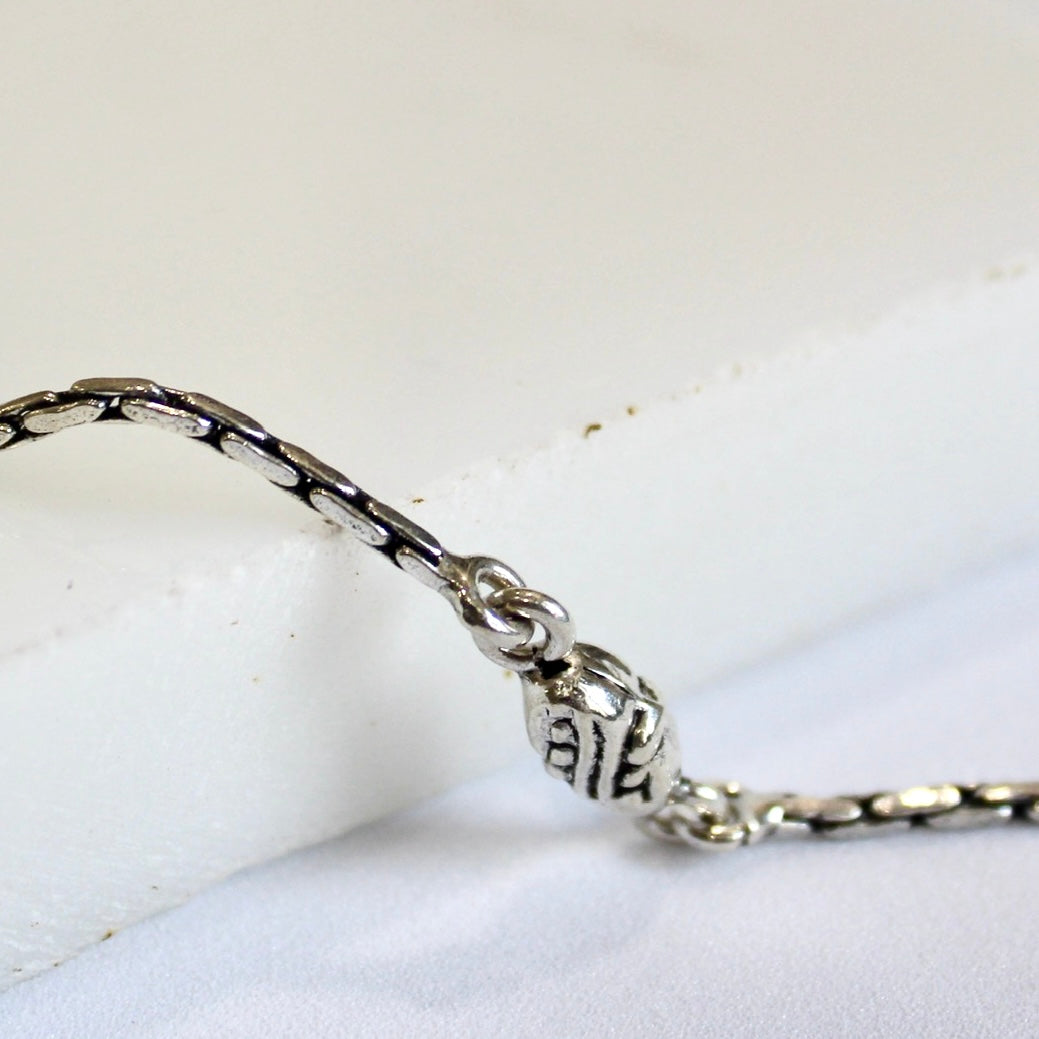 Classic Oxidised Beads Anklet in 925 silver- Single piece