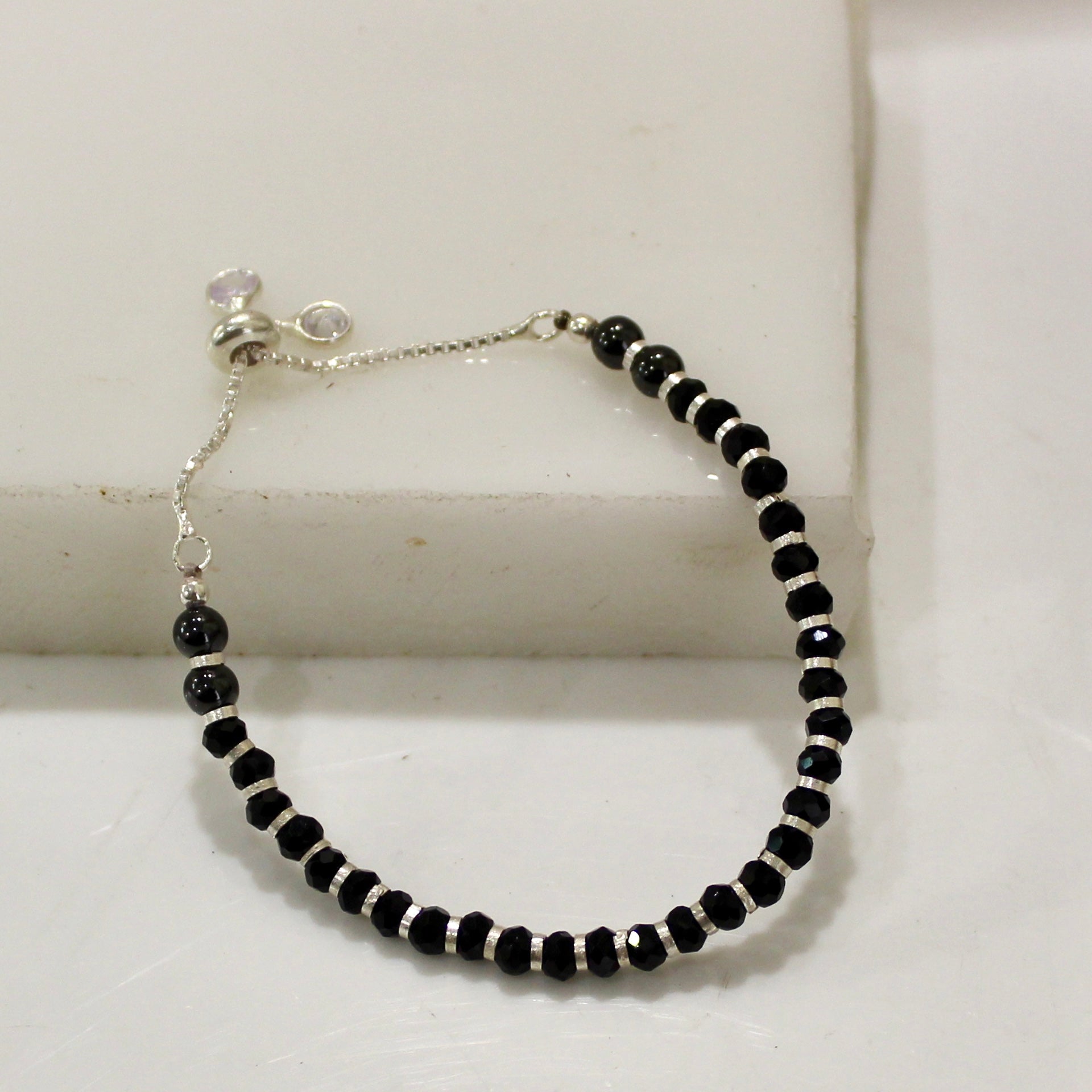 Black Beads Baby Najaria Bracelet in 925 silver- Single Piece