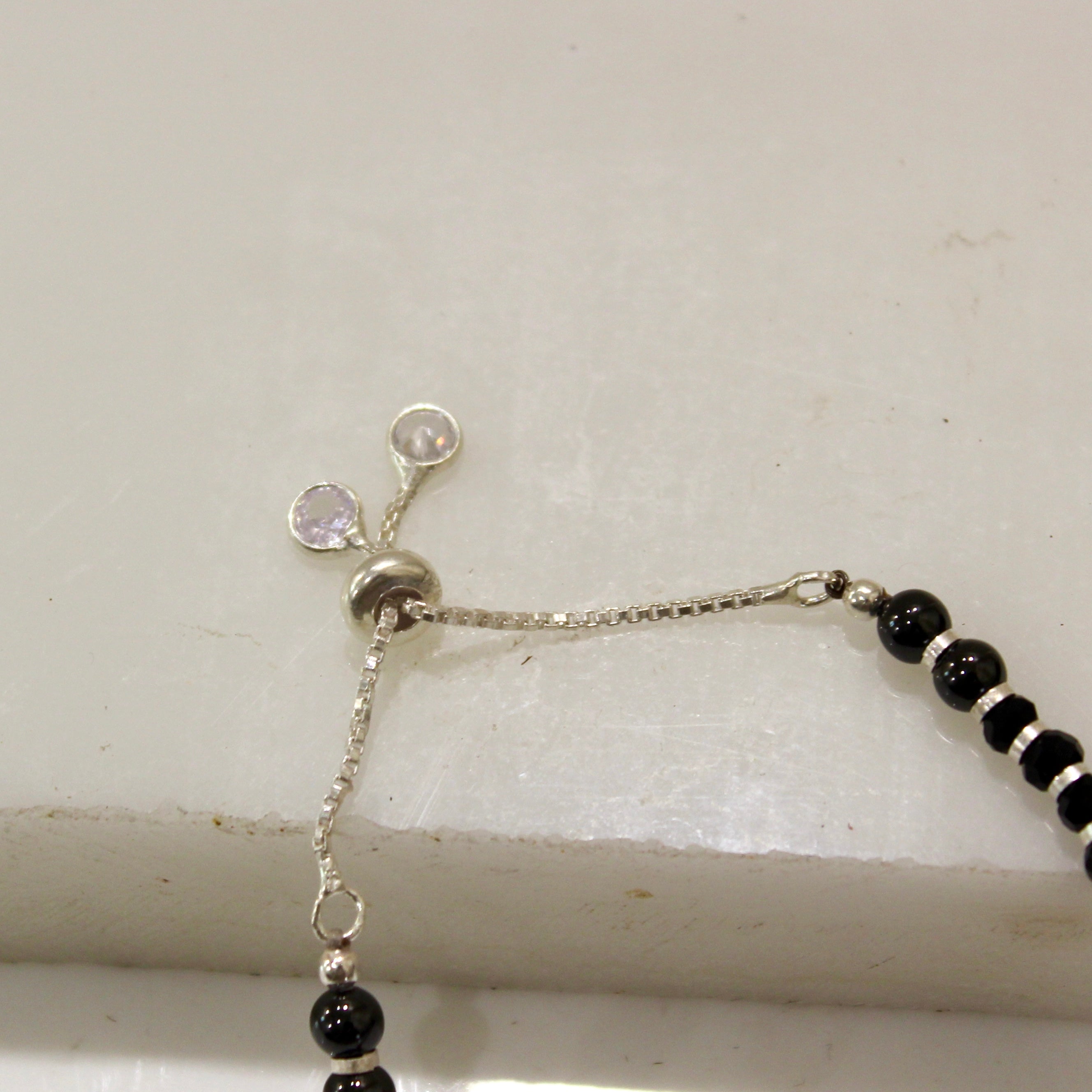 Black Beads Baby Najaria Bracelet in 925 silver- Single Piece