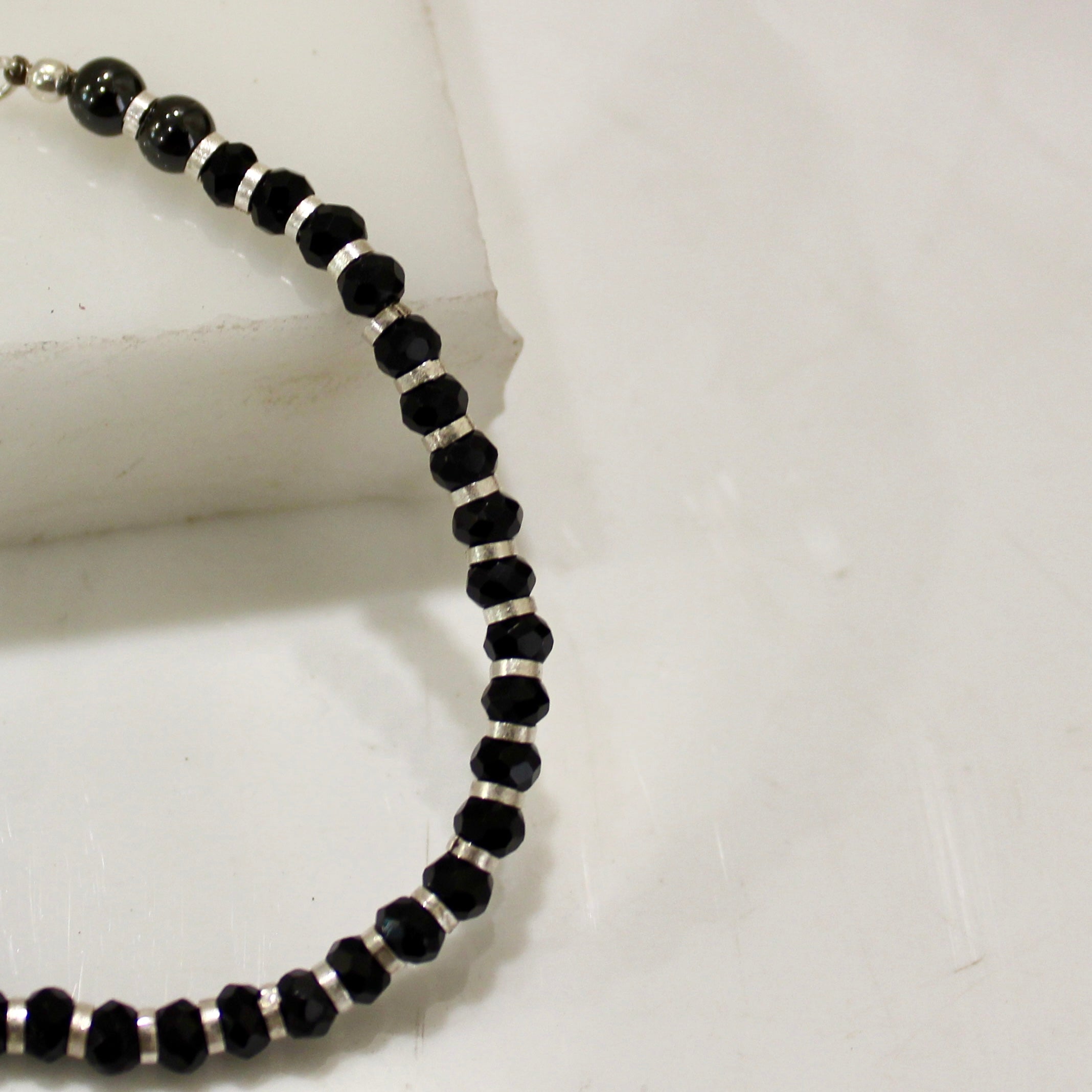 Black Beads Baby Najaria Bracelet in 925 silver- Single Piece