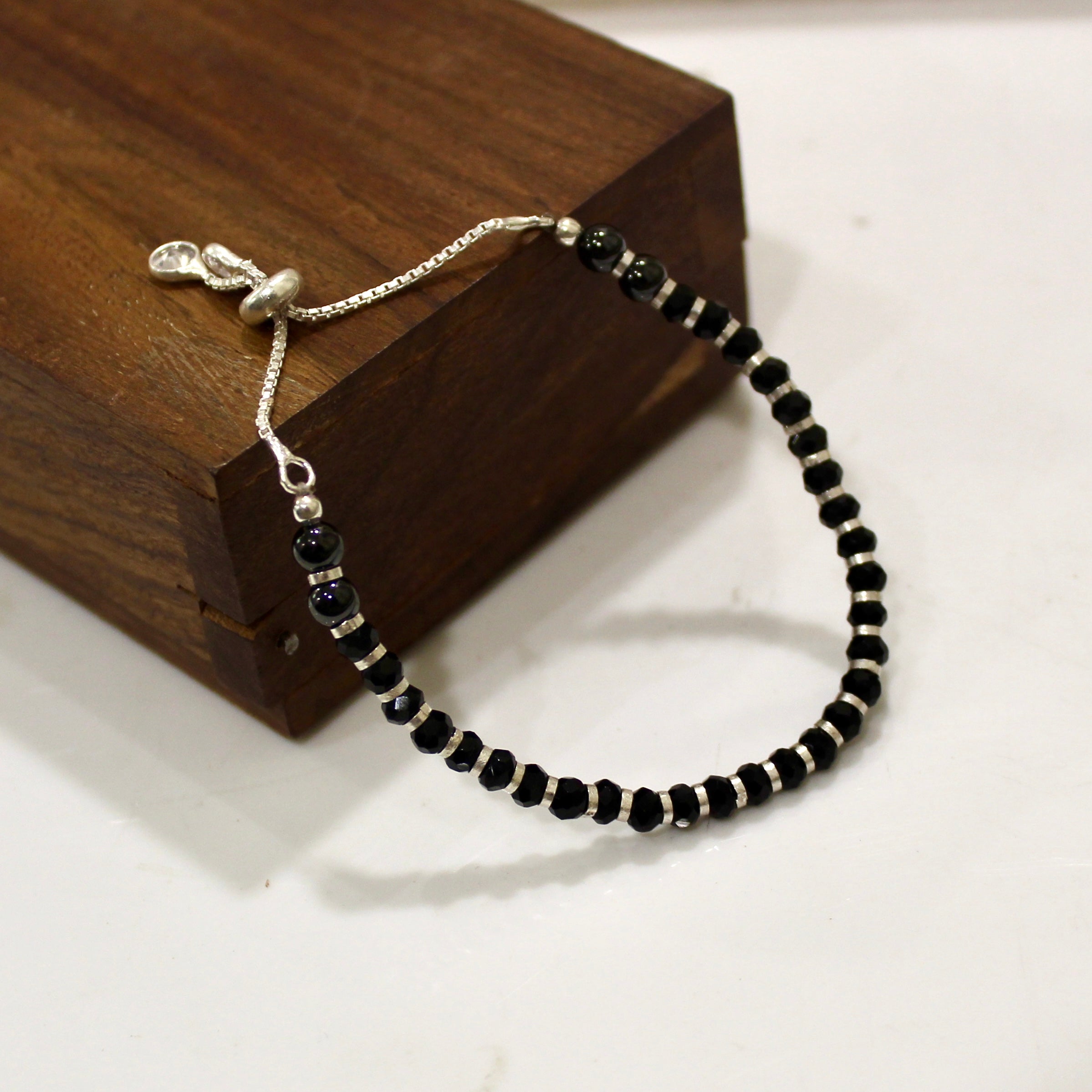 Black Beads Baby Najaria Bracelet in 925 silver- Single Piece