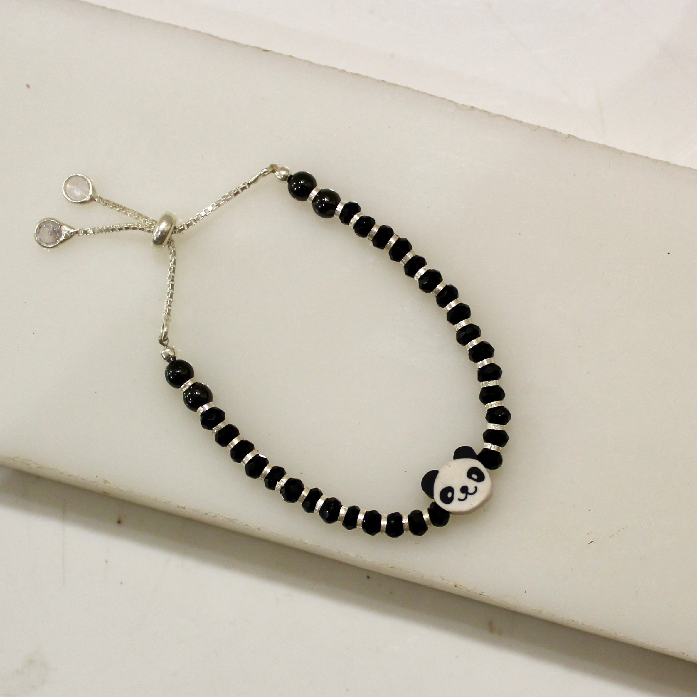 Teddy Black Beads Baby Najaria Bracelets in 925 silver- Pair