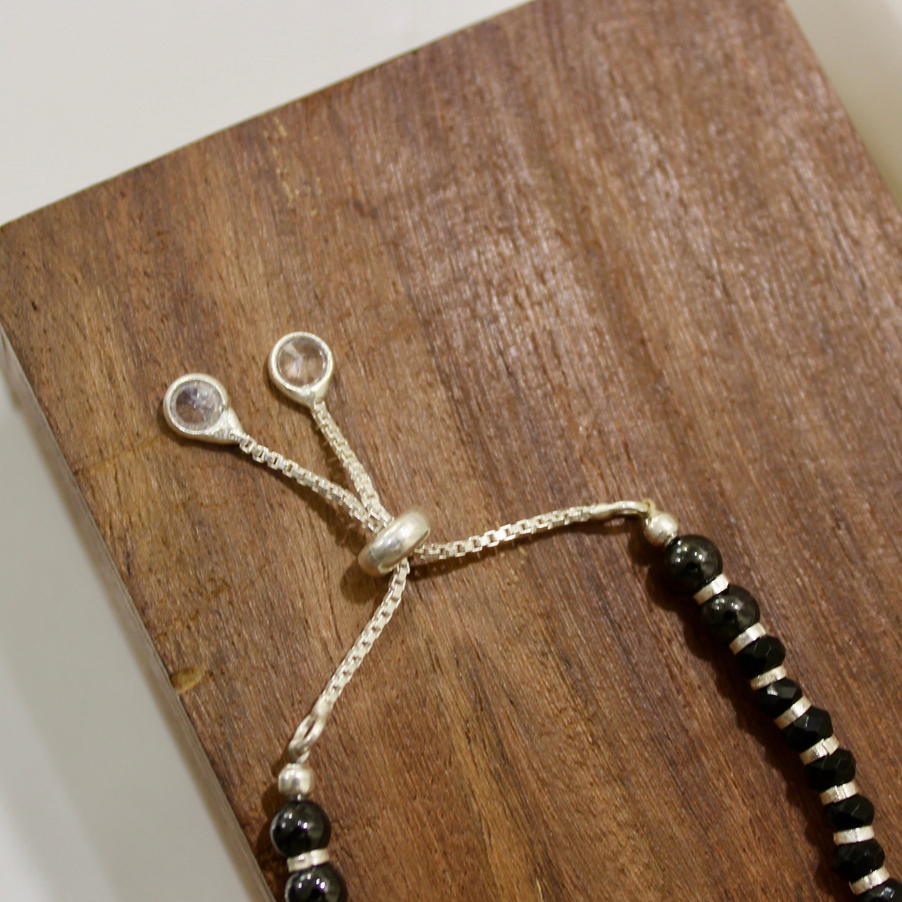 Teddy Black Beads Baby Najaria Bracelets in 925 silver- Pair