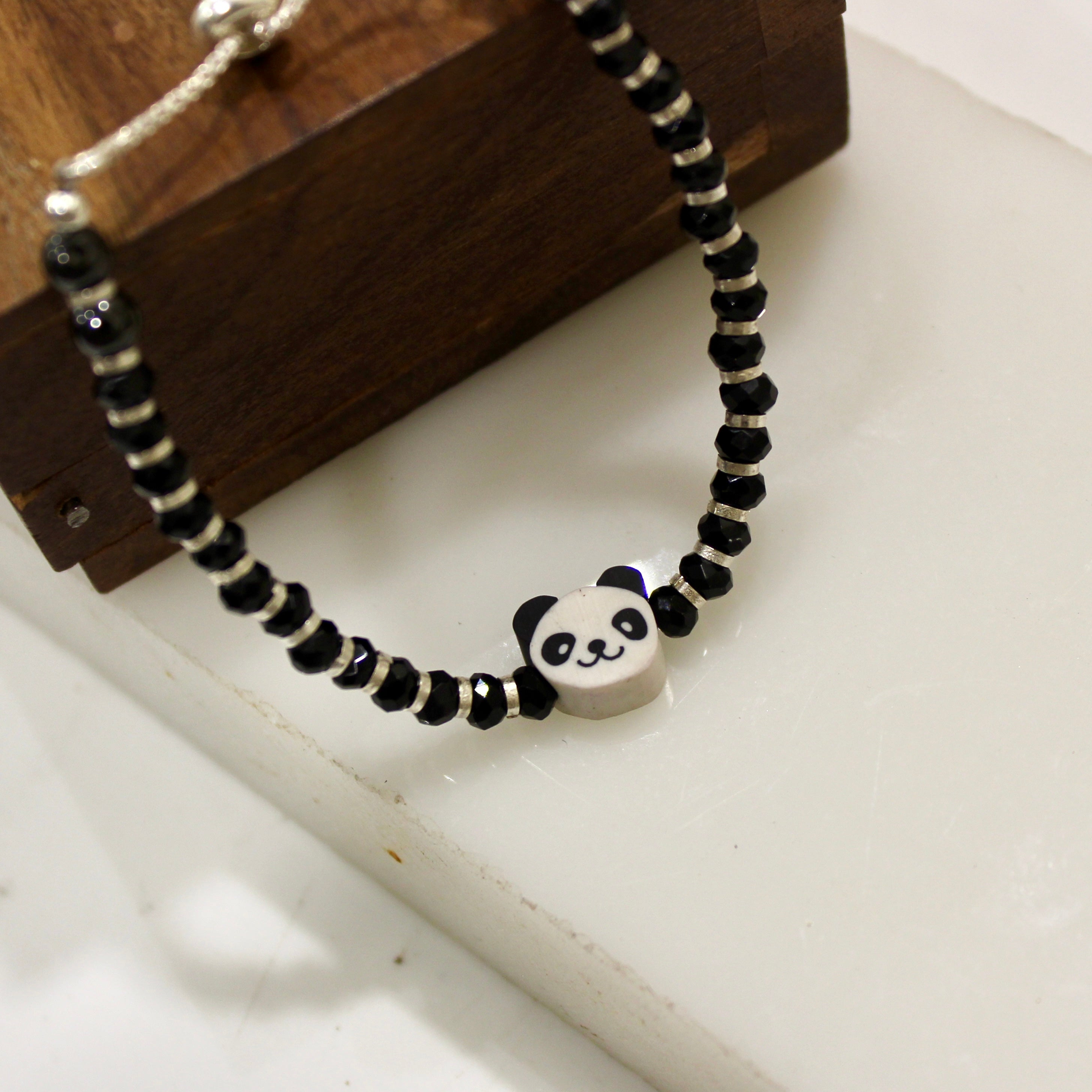 Teddy Black Beads Baby Najaria Bracelets in 925 silver- Pair