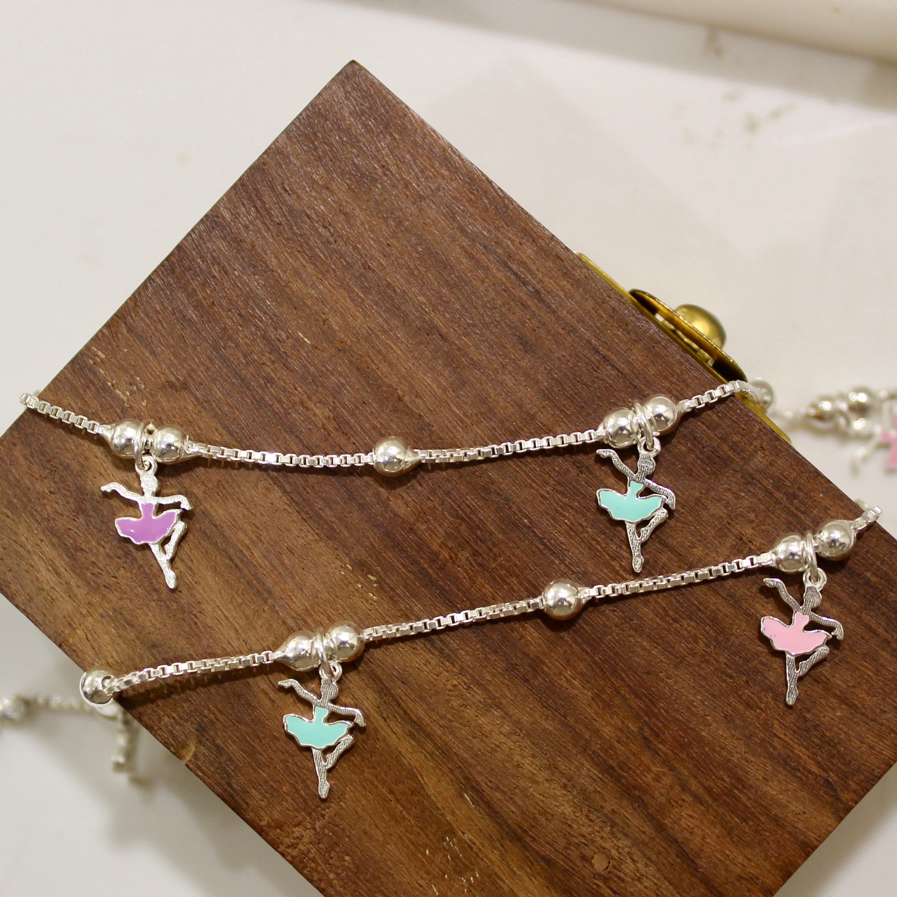 Dancing Girl 925 Silver Baby Anklet- single piece