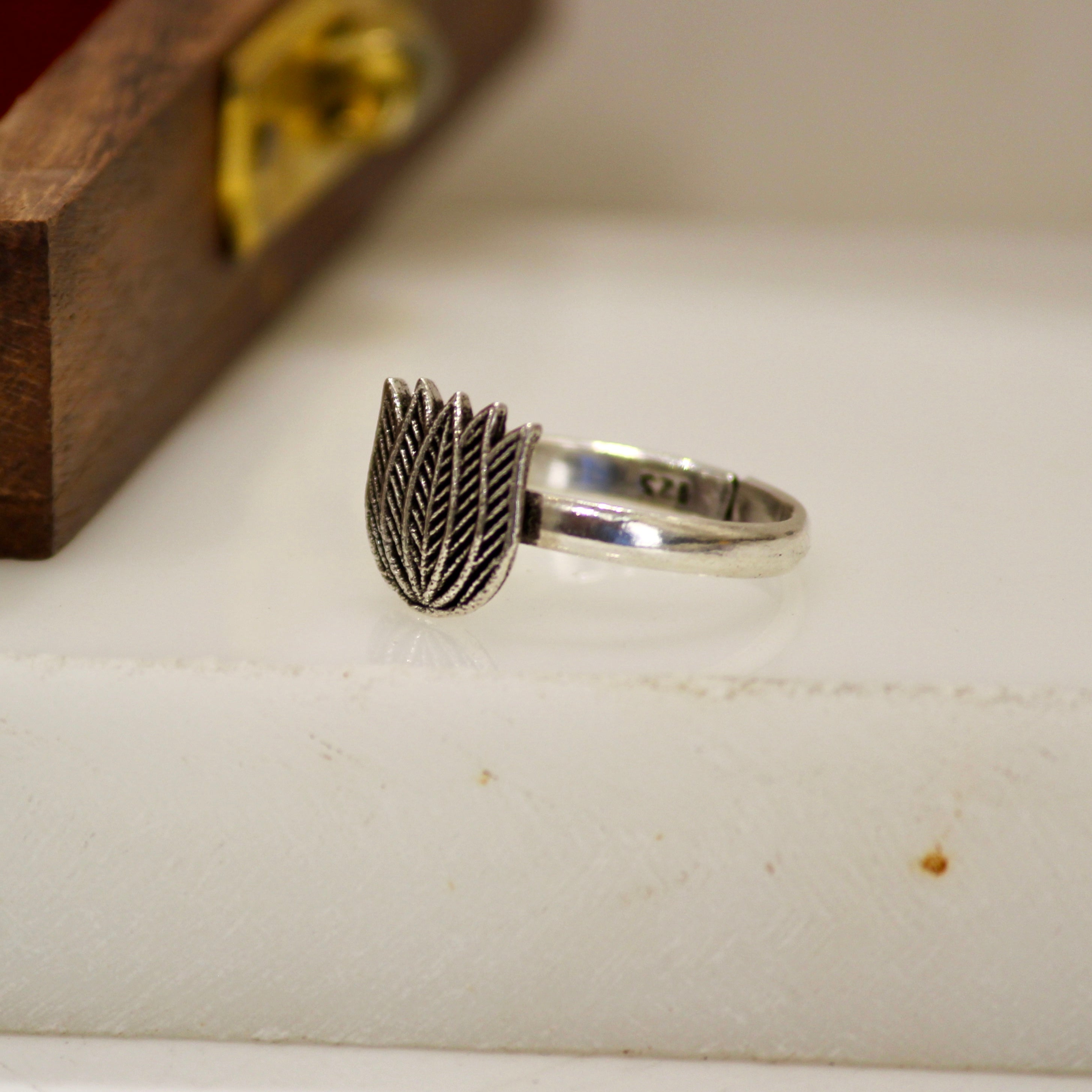 Lotus 925 Pure Silver Oxidised Toe Rings- Pair