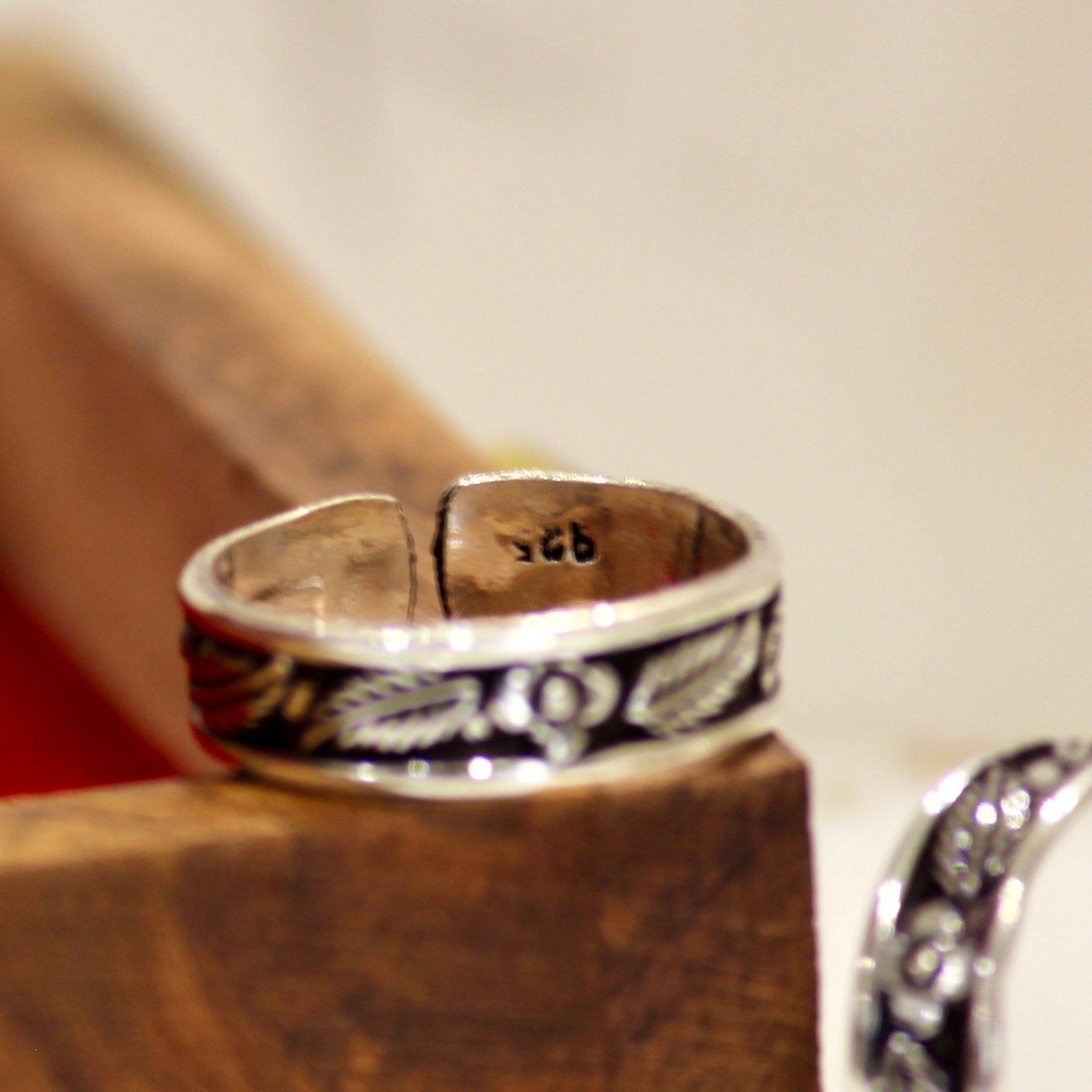 Leaf Flower Band 925 Pure Silver Toe Rings- Pair