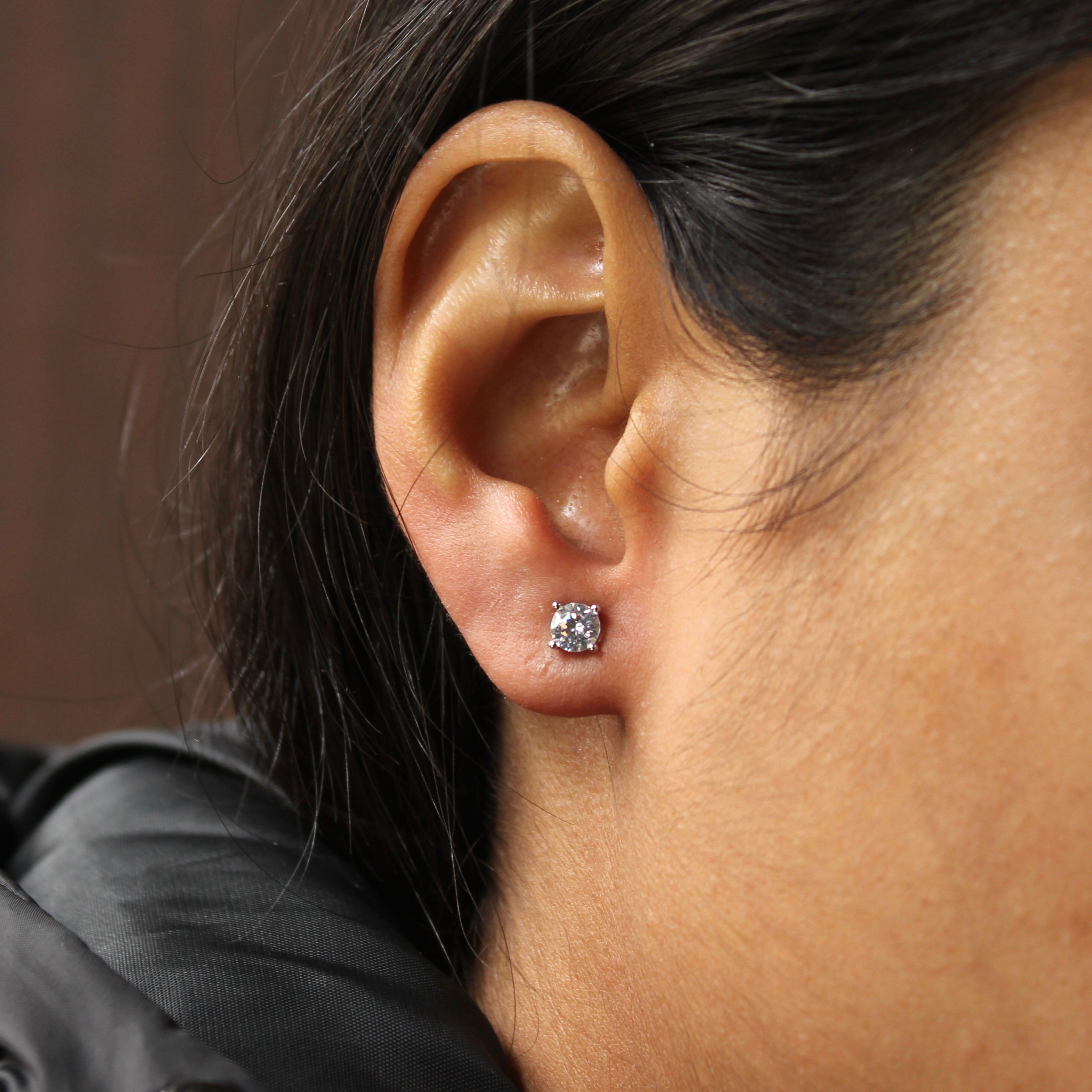 2 in 1 White Zircon Flower Pure Silver Studs