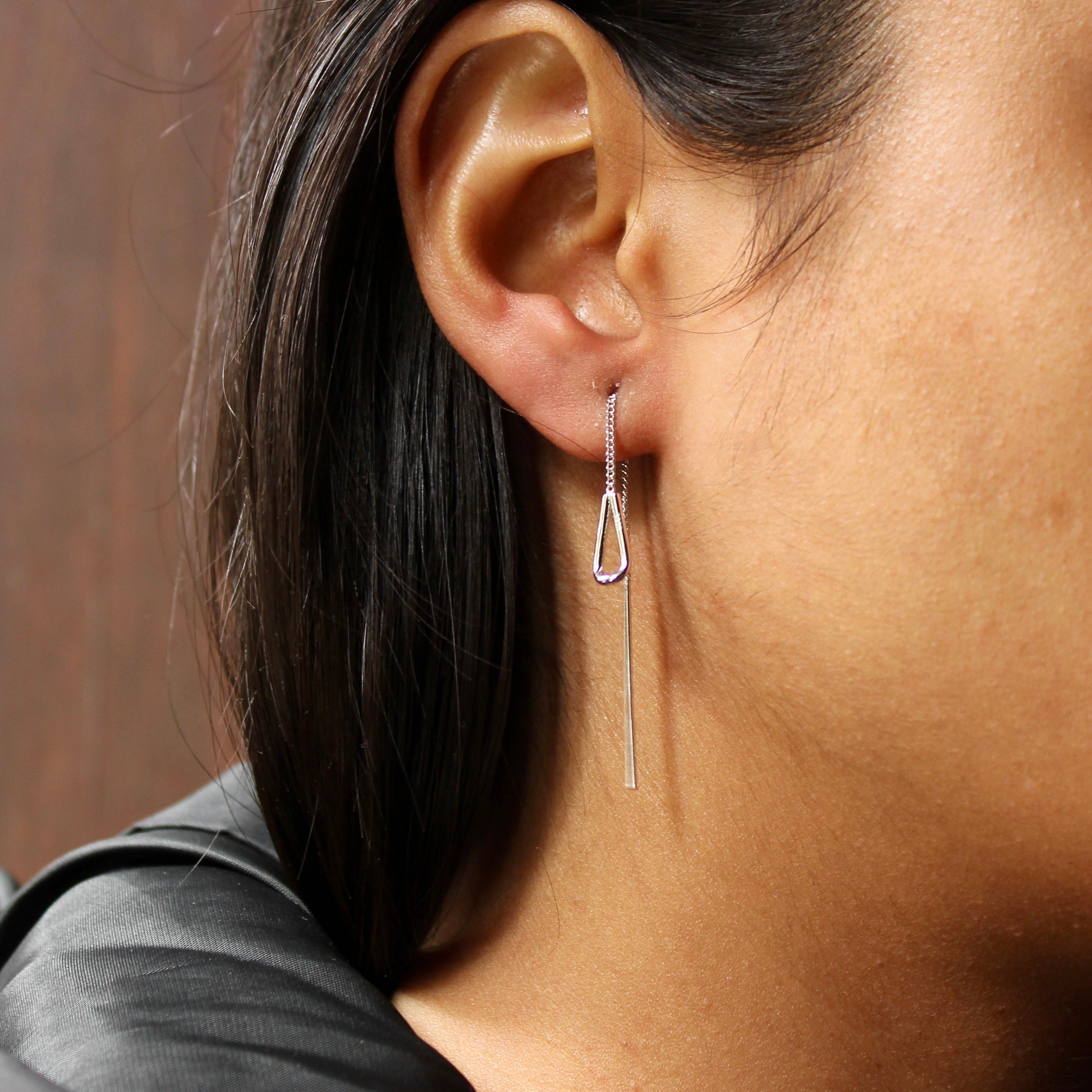 Divine Pure Silver Chain Drop Earrings in 925 silver