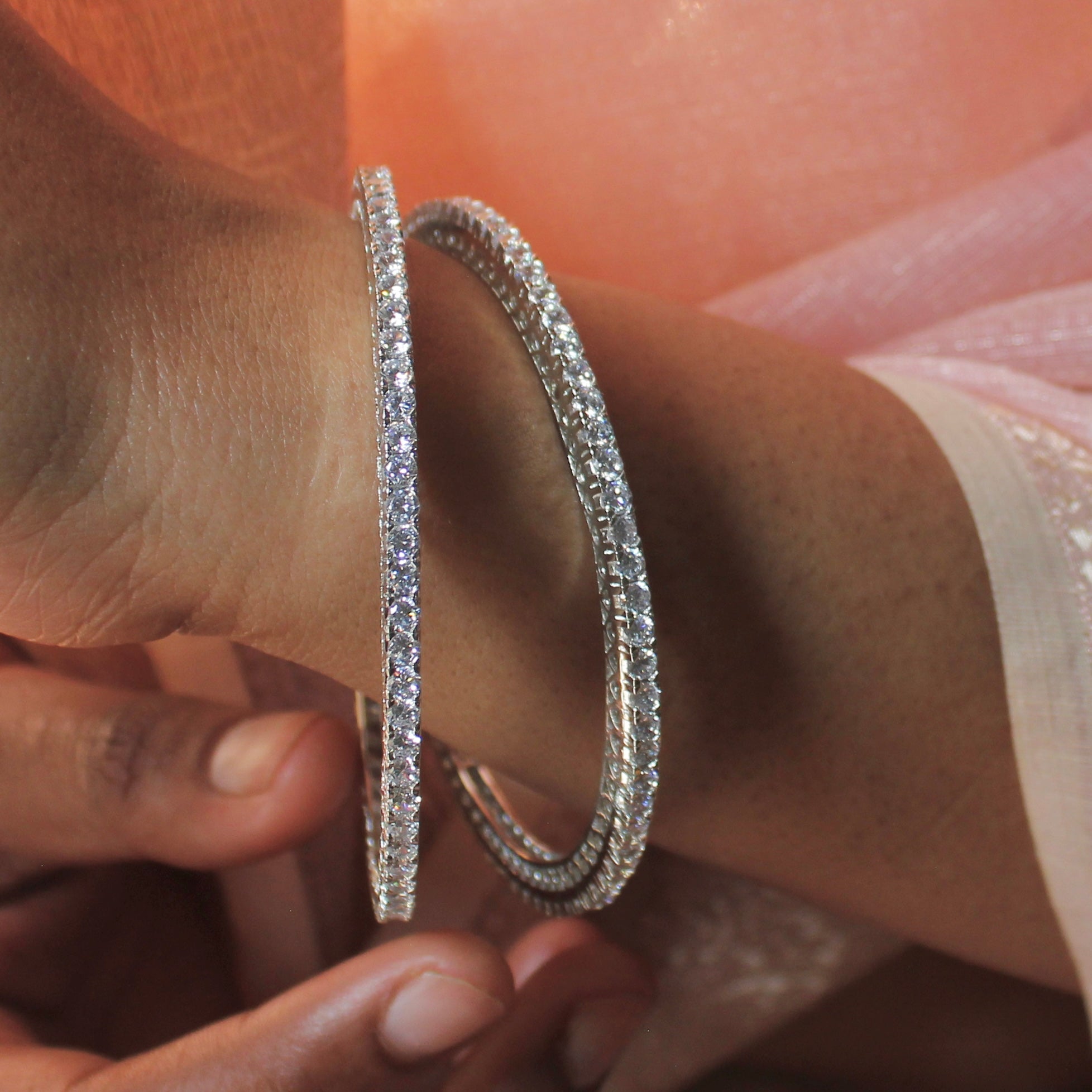 Solitaire Classic Bangles in Pure Silver- Pair (M)