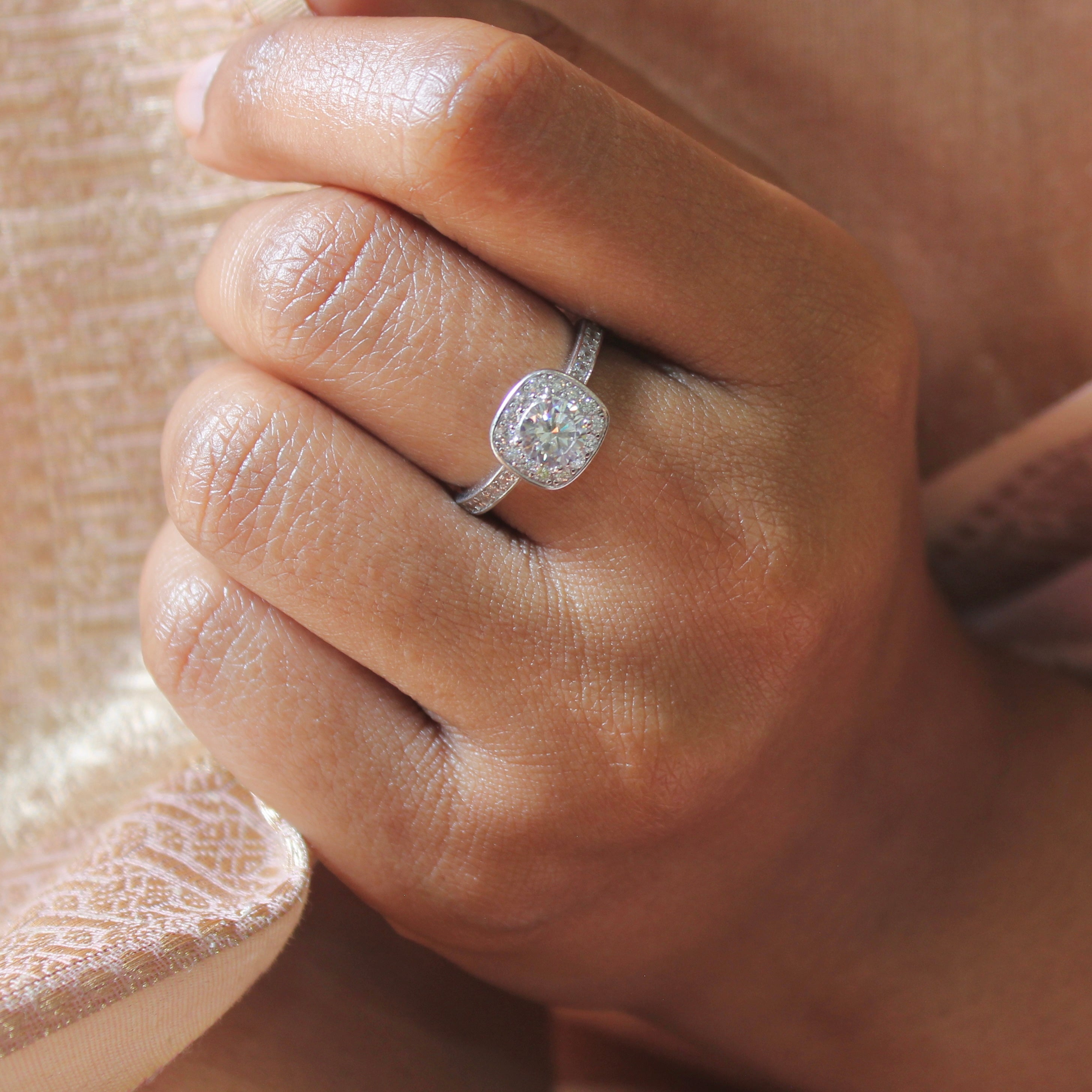 Big Solitaire Zircon Stones Classic Engagement Pure Silver Ring- Free size