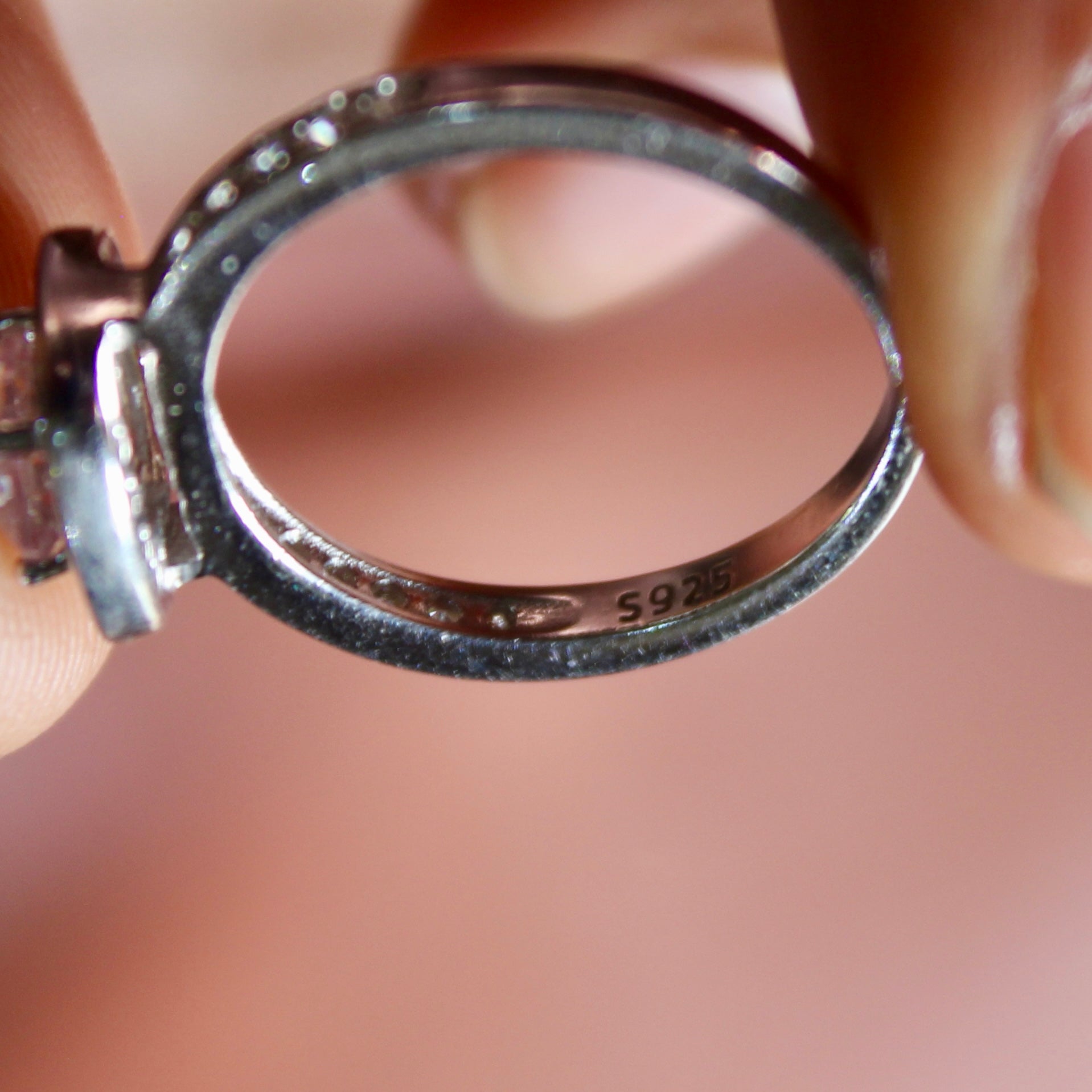 Big Solitaire Zircon Stones Classic Engagement Pure Silver Ring- Free size