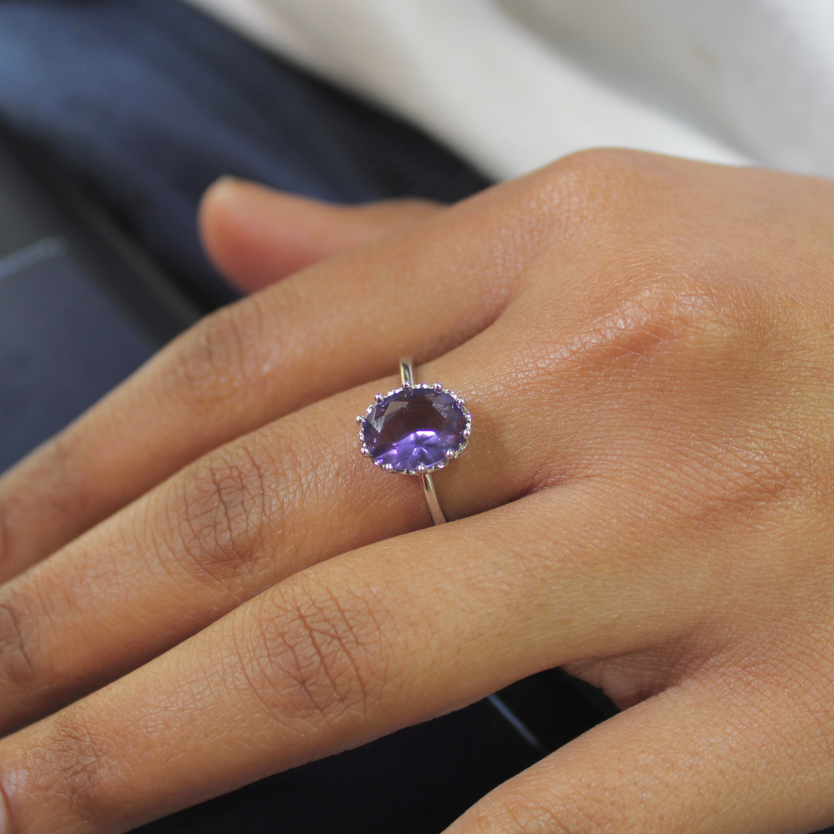 Zircon Stone Pure Silver Minimal Ring- Free size