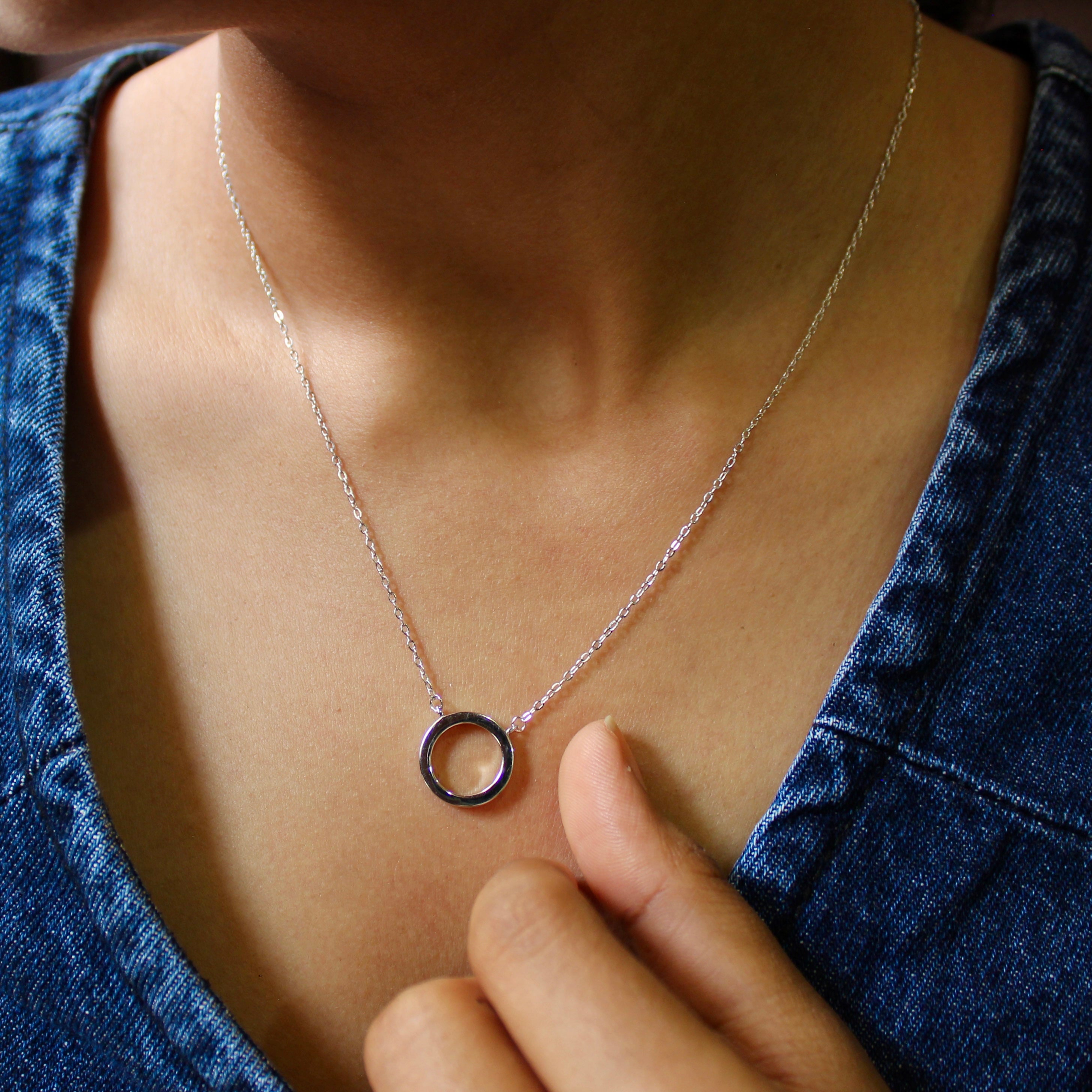 Classic Ring Charm 925 Pure Silver Minimal Chain